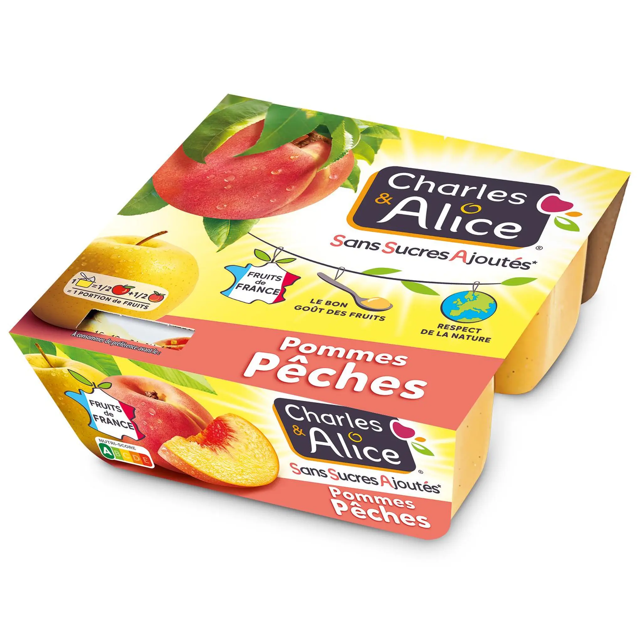 CHARLES & ALICE Spécialité pommes pêches sans sucres ajoutés