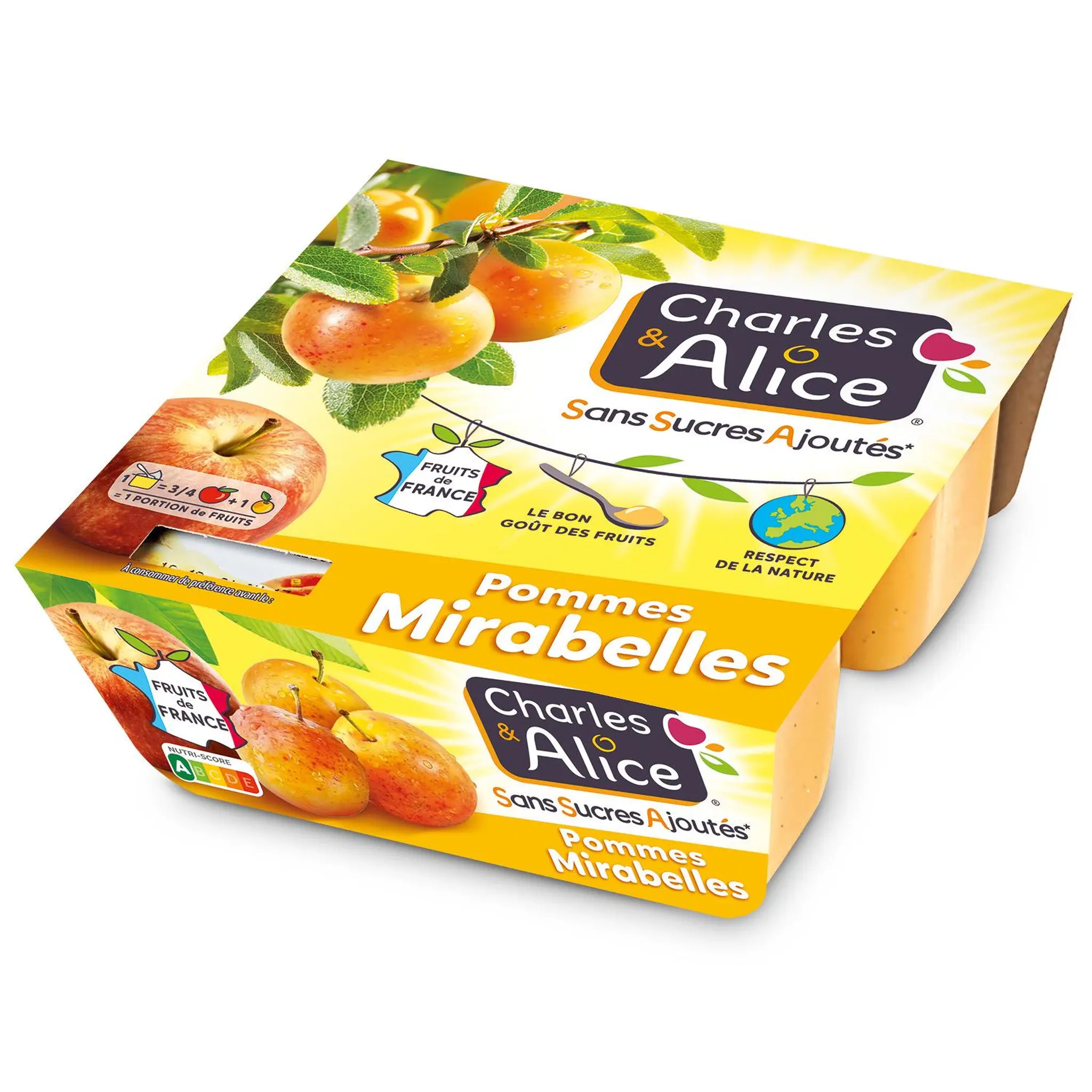 CHARLES & ALICE Spécialité pommes mirabelles sans sucres ajoutés