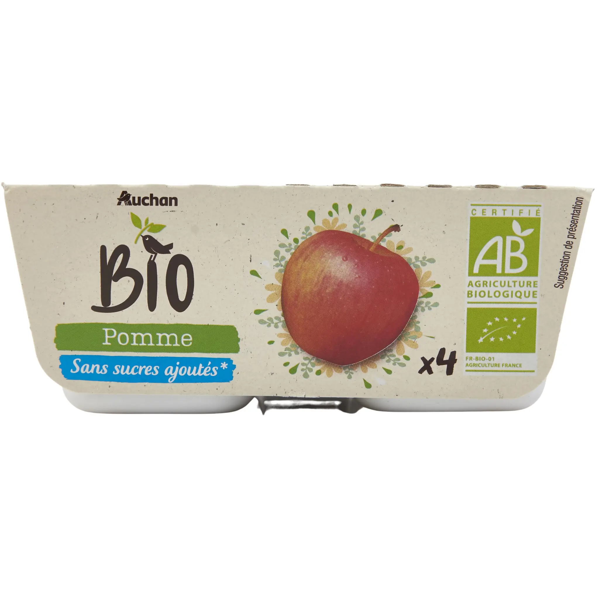 AUCHAN BIO Spécialité pomme sans sucres ajoutés