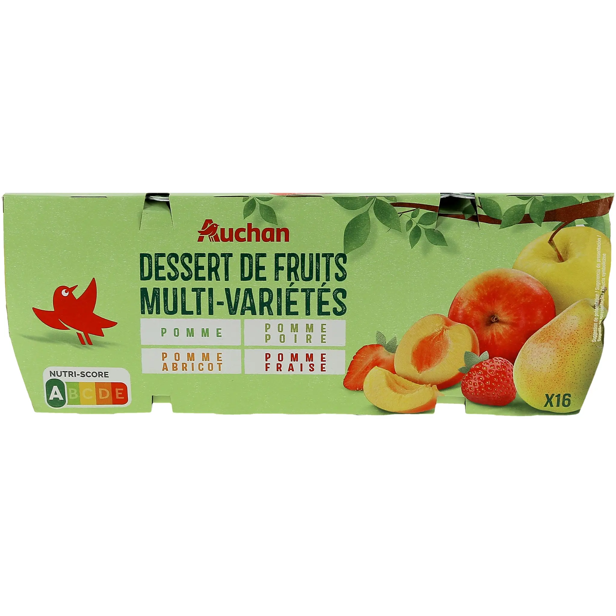 AUCHAN Spécialité panaché pomme pomme/poire pomme/abricot pomme/fraise