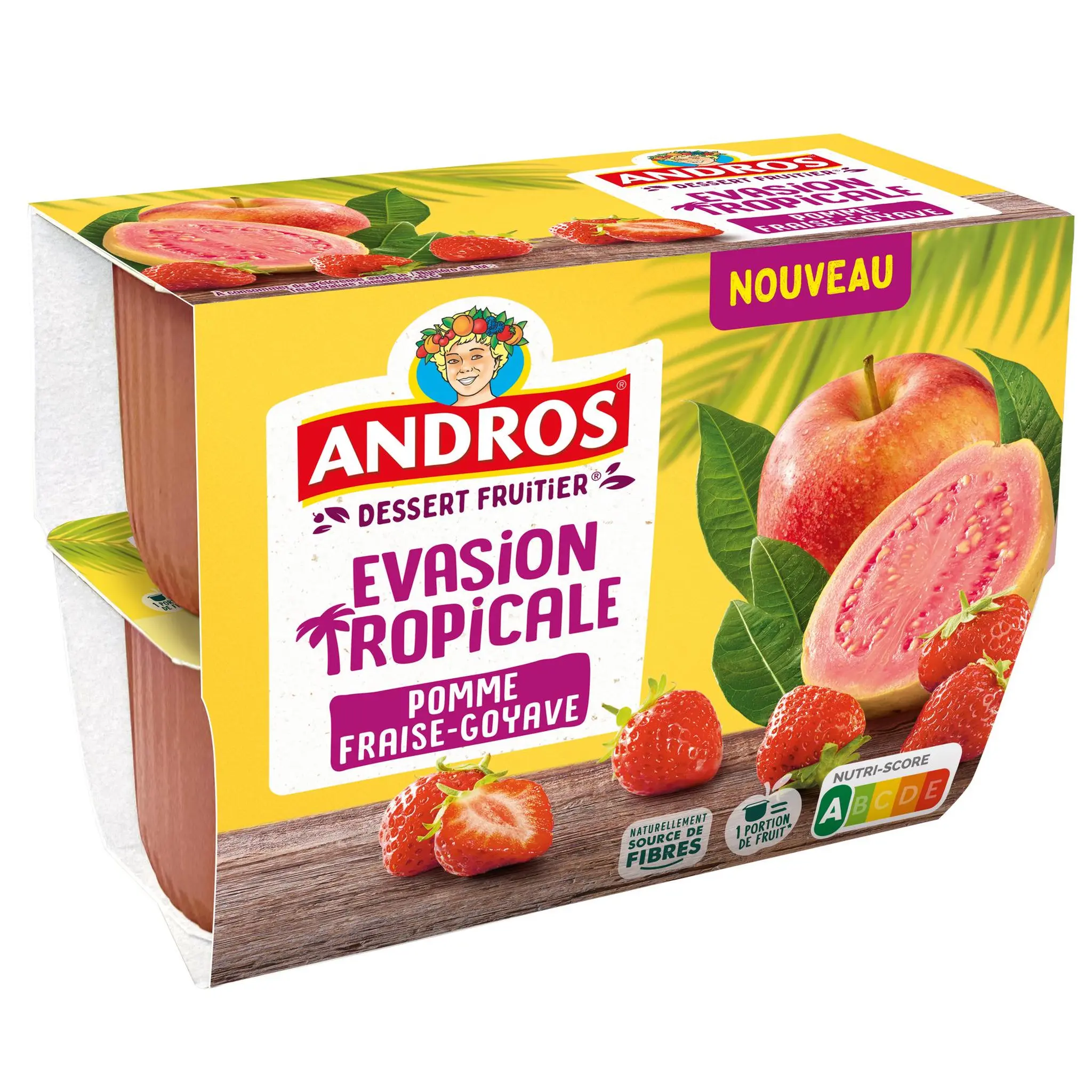 ANDROS Evasion tropicale Coupelles compote pomme fraise goyave
