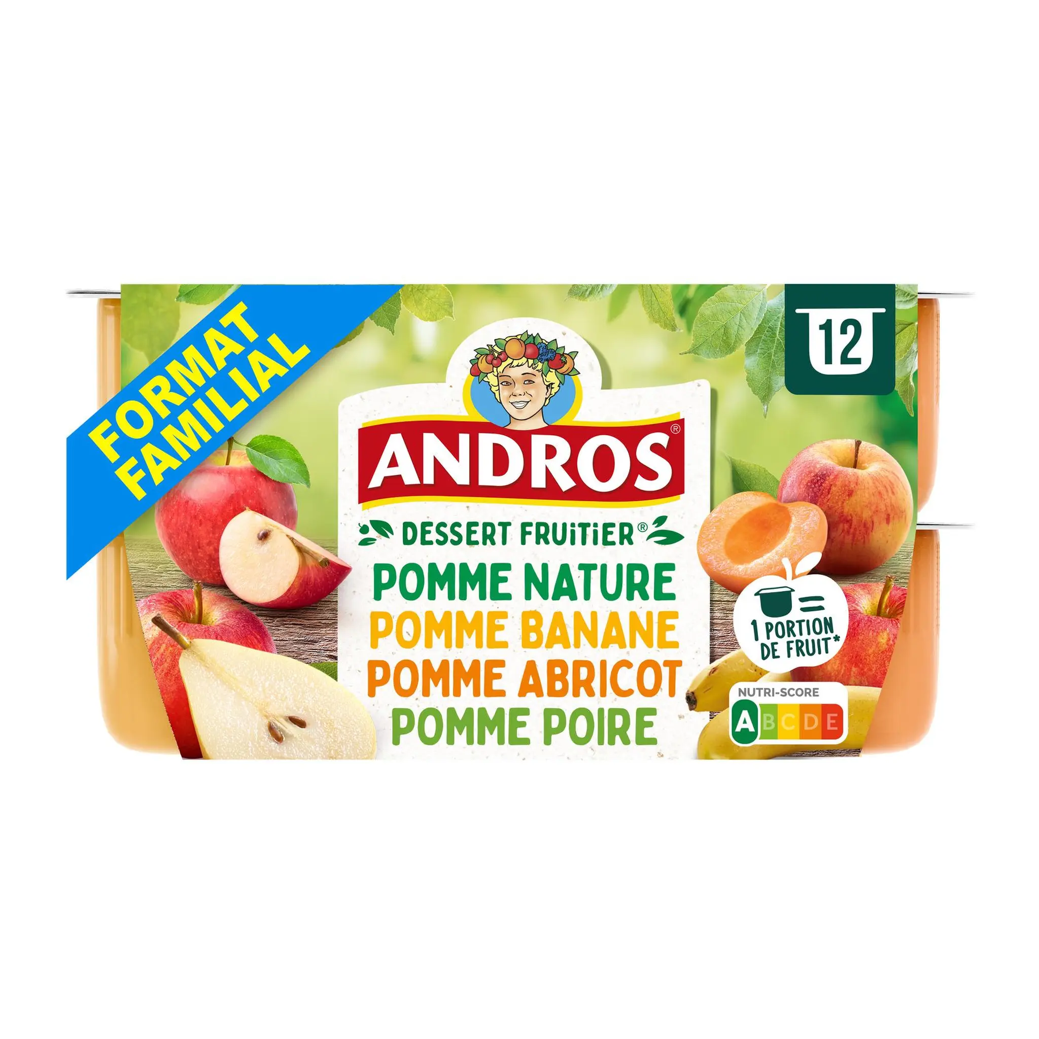 ANDROS Spécialité aux fruits panaché pomme - pomme/banane - pomme/poire - pomme/abricot
