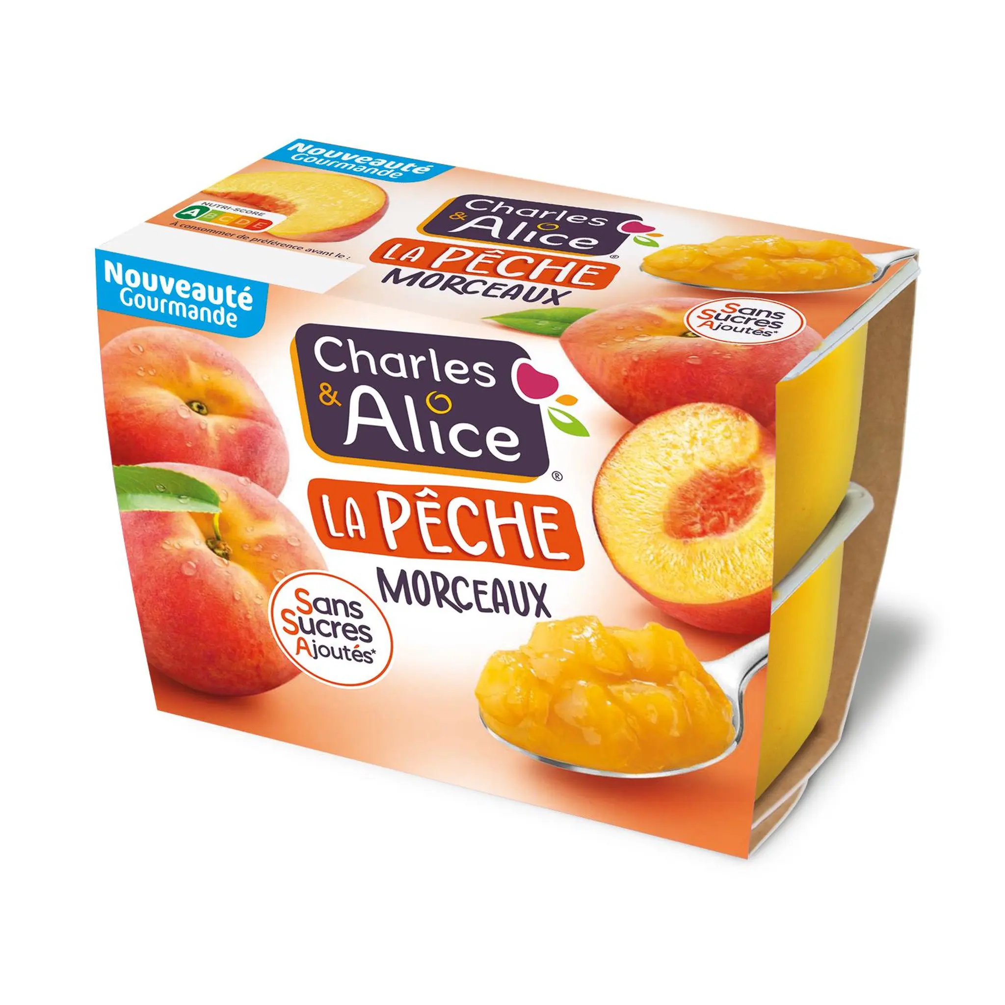 CHARLES & ALICE La pêche en morceaux sans sucres ajoutés