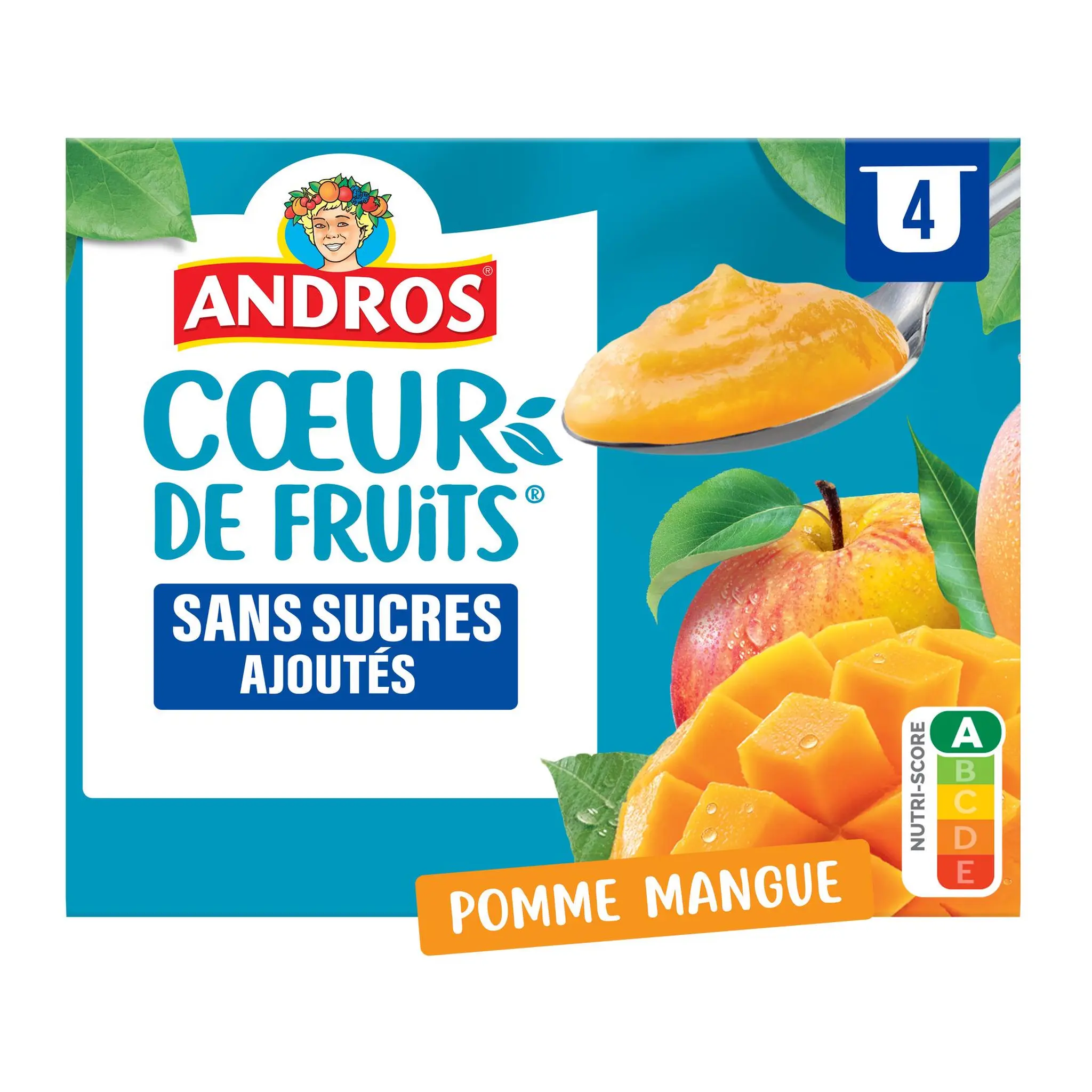 ANDROS Coeur de fruits Compote pomme mangue sans sucres ajoutés