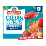 ANDROS Coeur de fruits Coupelles pomme fraise sans sucres ajoutés