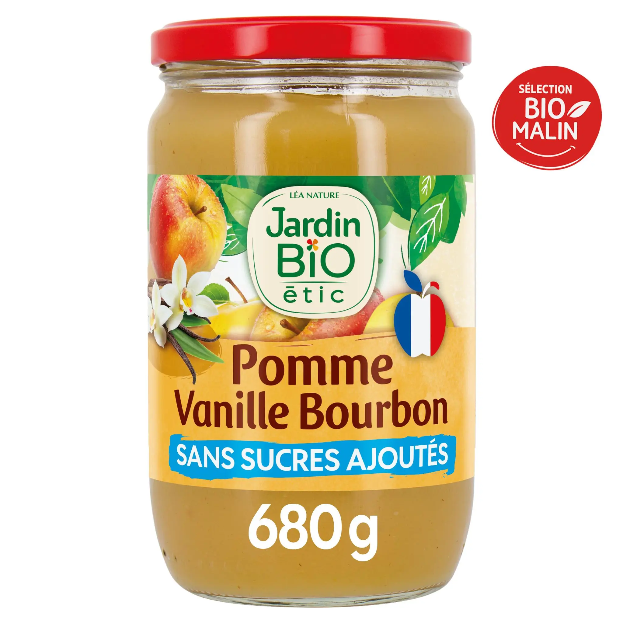 JARDIN BIO ETIC Purée de pomme vanille bourbon sans sucres ajoutés en bocal