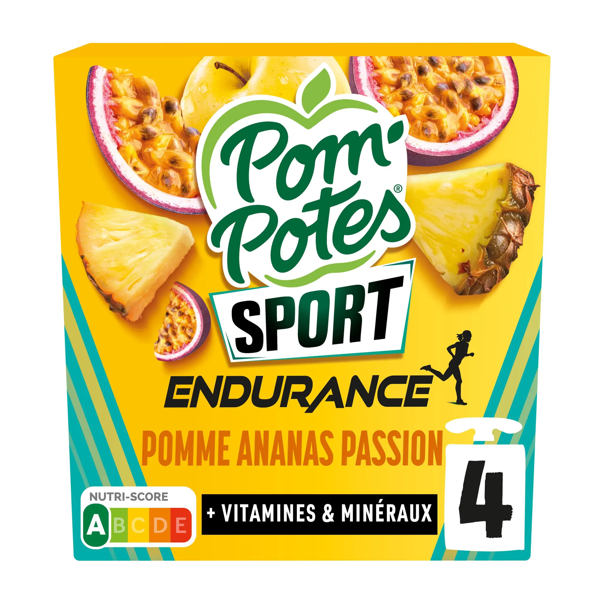 POM'POTES Sports endurance gourde compote de pomme ananas passion sans sucres ajoutés