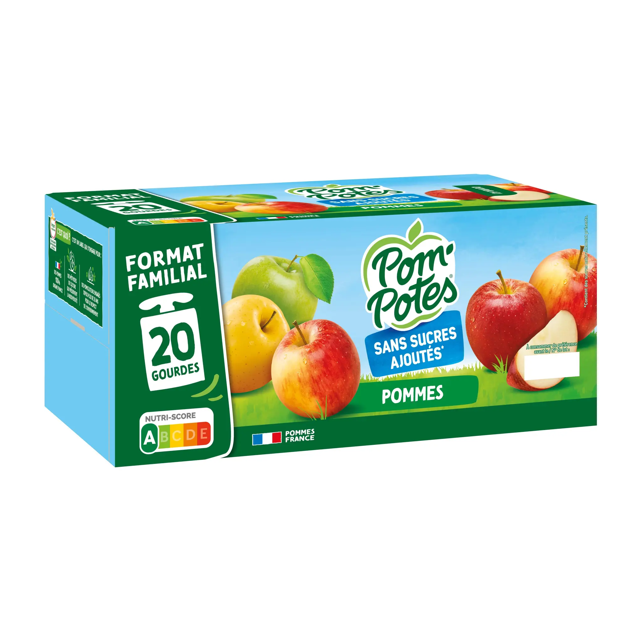POM'POTES Gourdes compote pomme nature sans sucres ajoutés