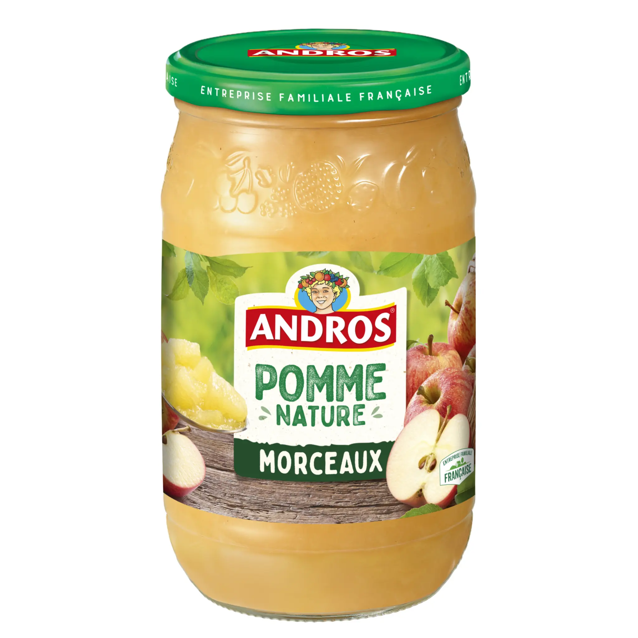 ANDROS Compote de pomme nature avec morceaux en bocal