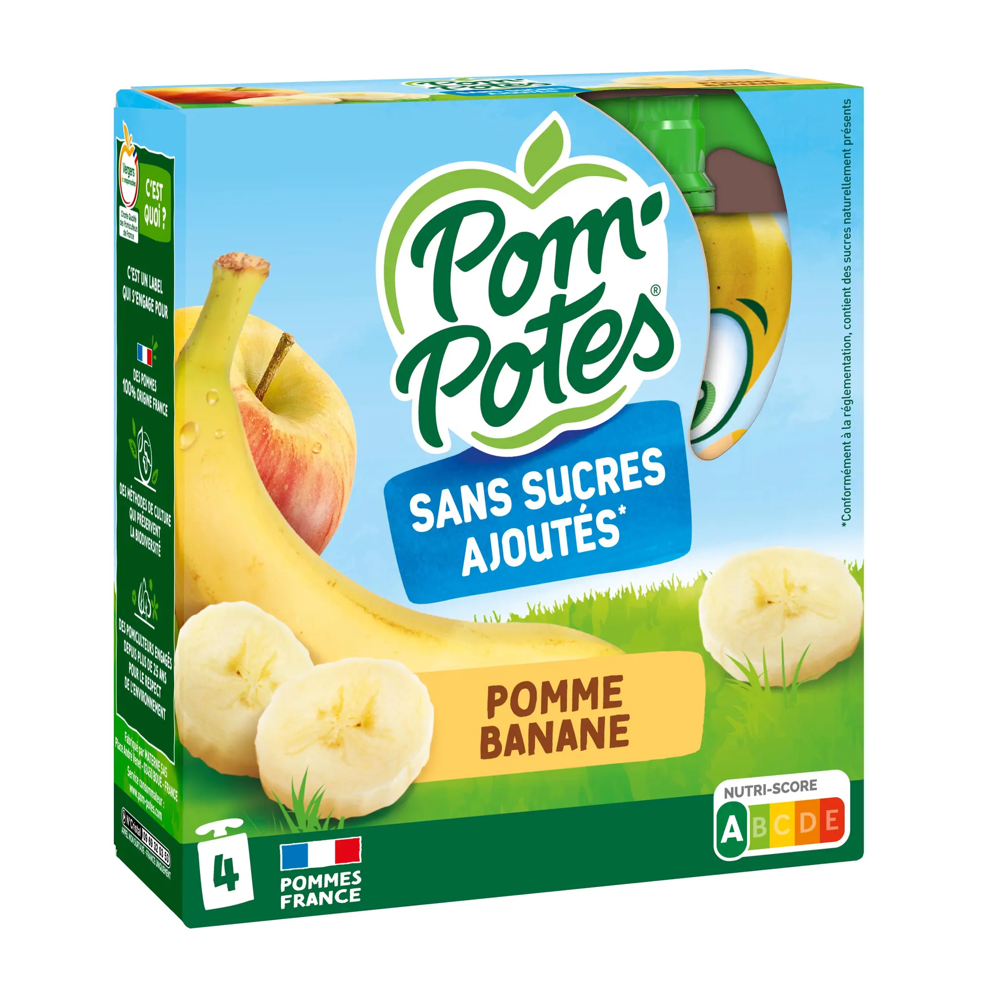 POM'POTES Gourdes compote de pomme banane sans sucres ajoutés
