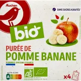 AUCHAN BIO Gourdes purée de pomme banane sans sucres ajoutés