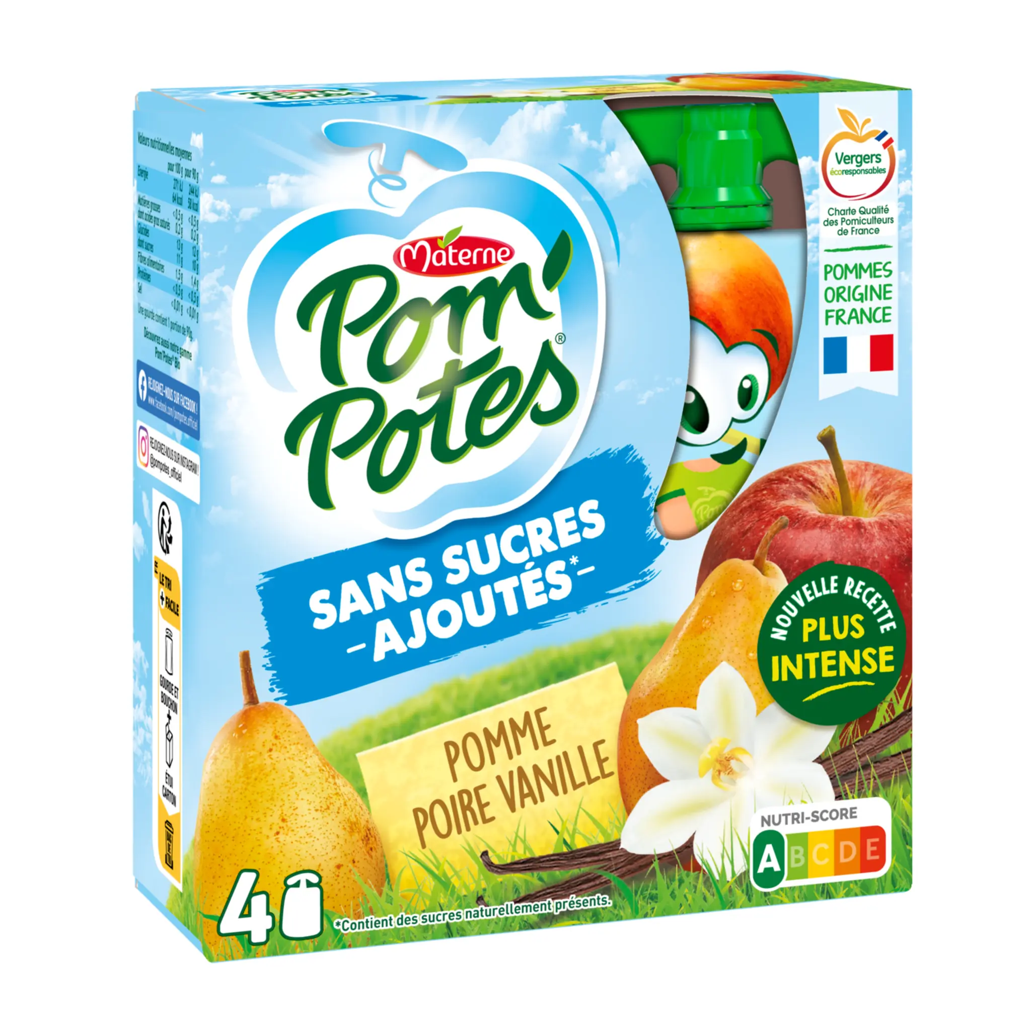POM'POTES Gourdes compote pomme poire vanille sans sucres ajoutés