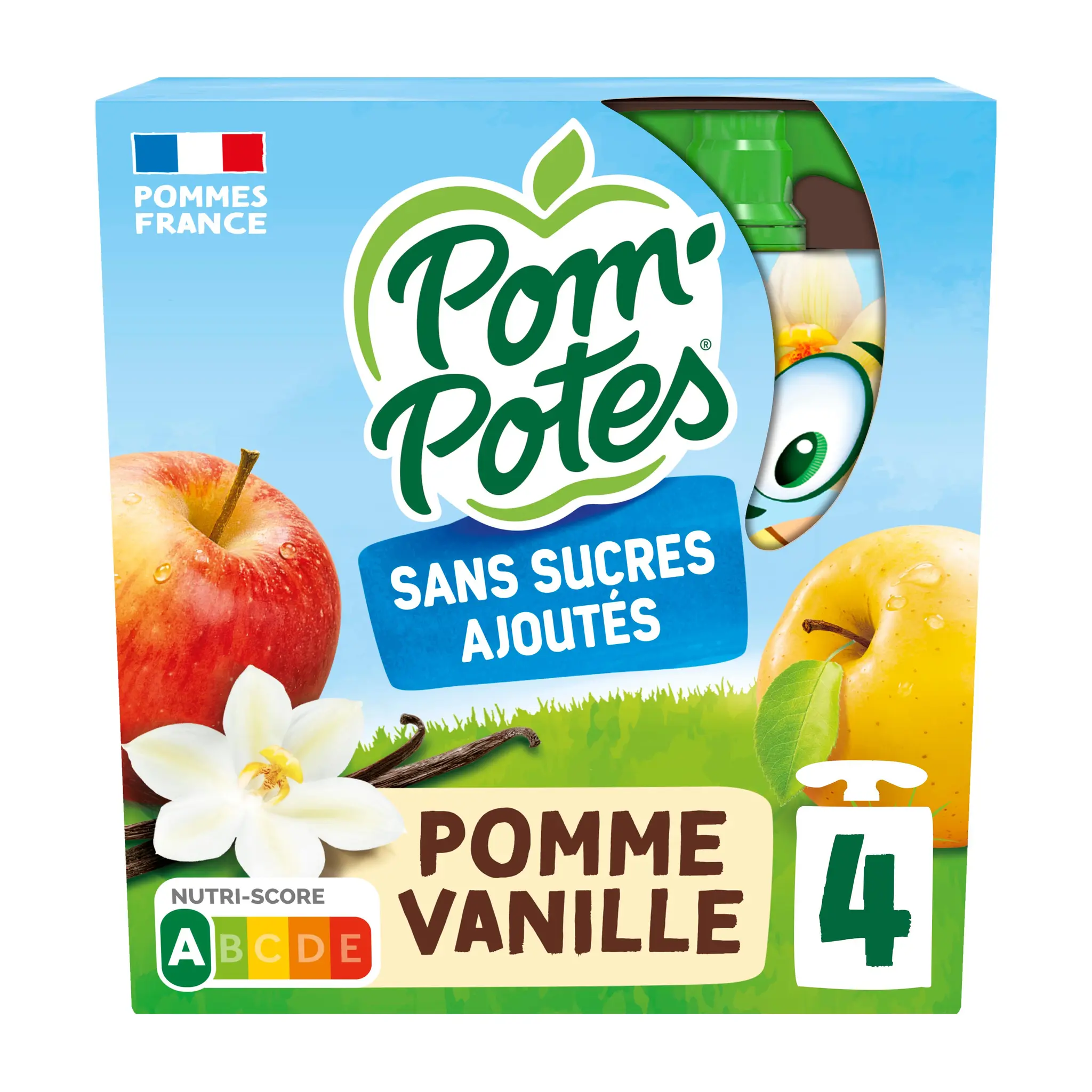 POM'POTES Gourdes compote de pomme vanille sans sucres ajoutés