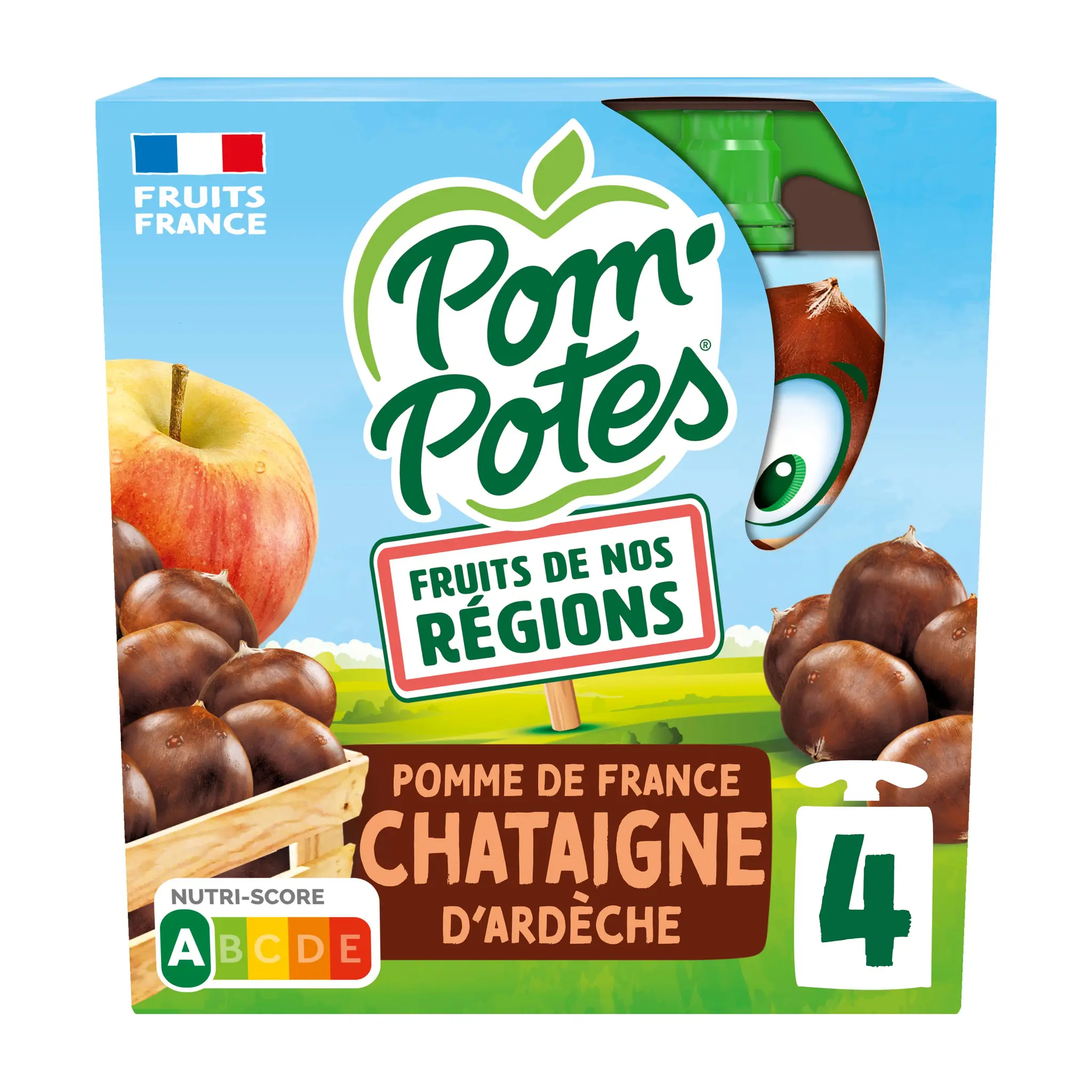 POM'POTES Gourdes compotes de pomme de France et châtaigne d'Ardèche