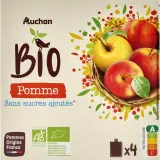 AUCHAN BIO Gourdes purée de pomme sans sucres ajoutés