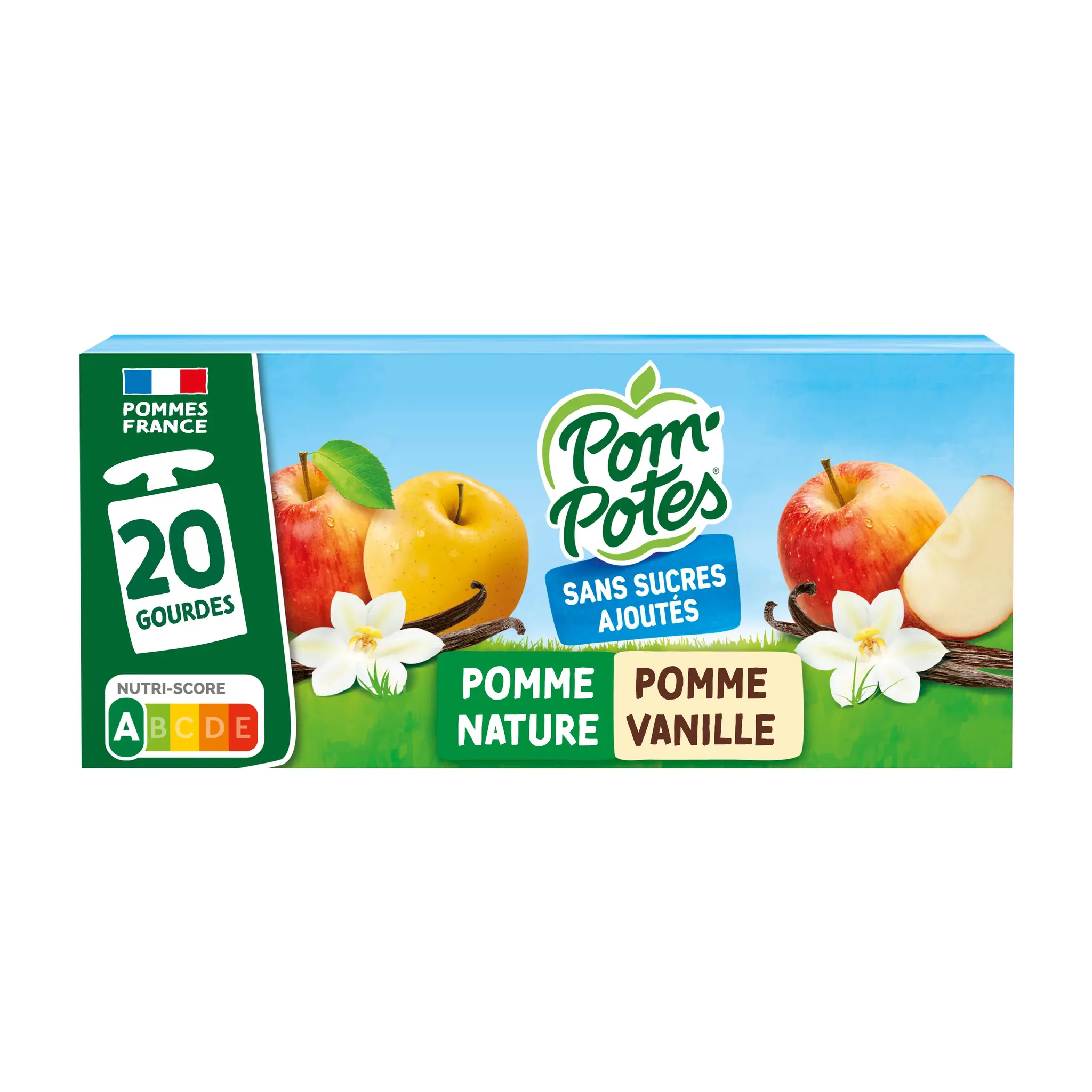 POM'POTES Gourdes compote de pomme vanille sans sucres ajoutés