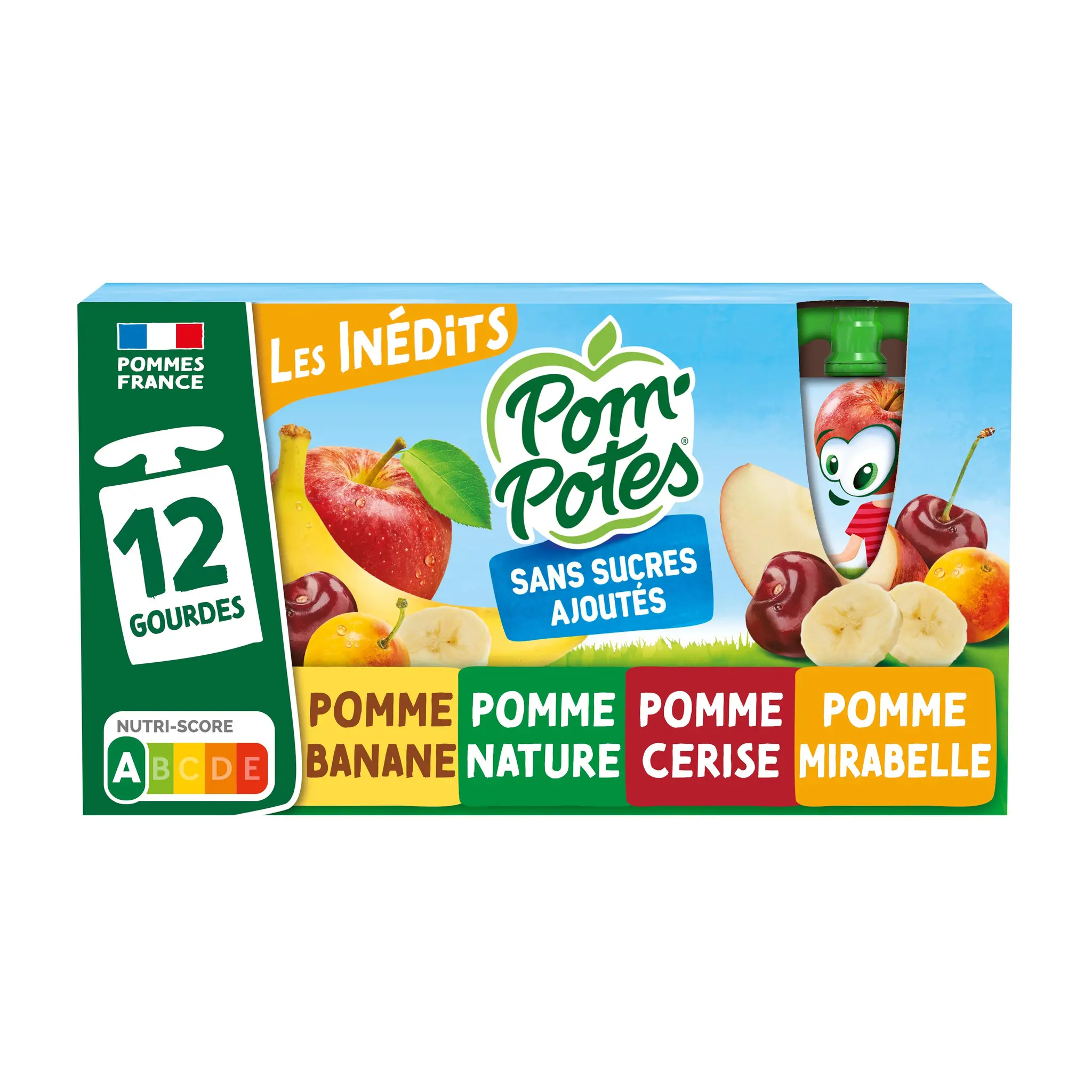 POM'POTES Gourdes compotes multivariétés Les Inédits sans sucres ajoutés