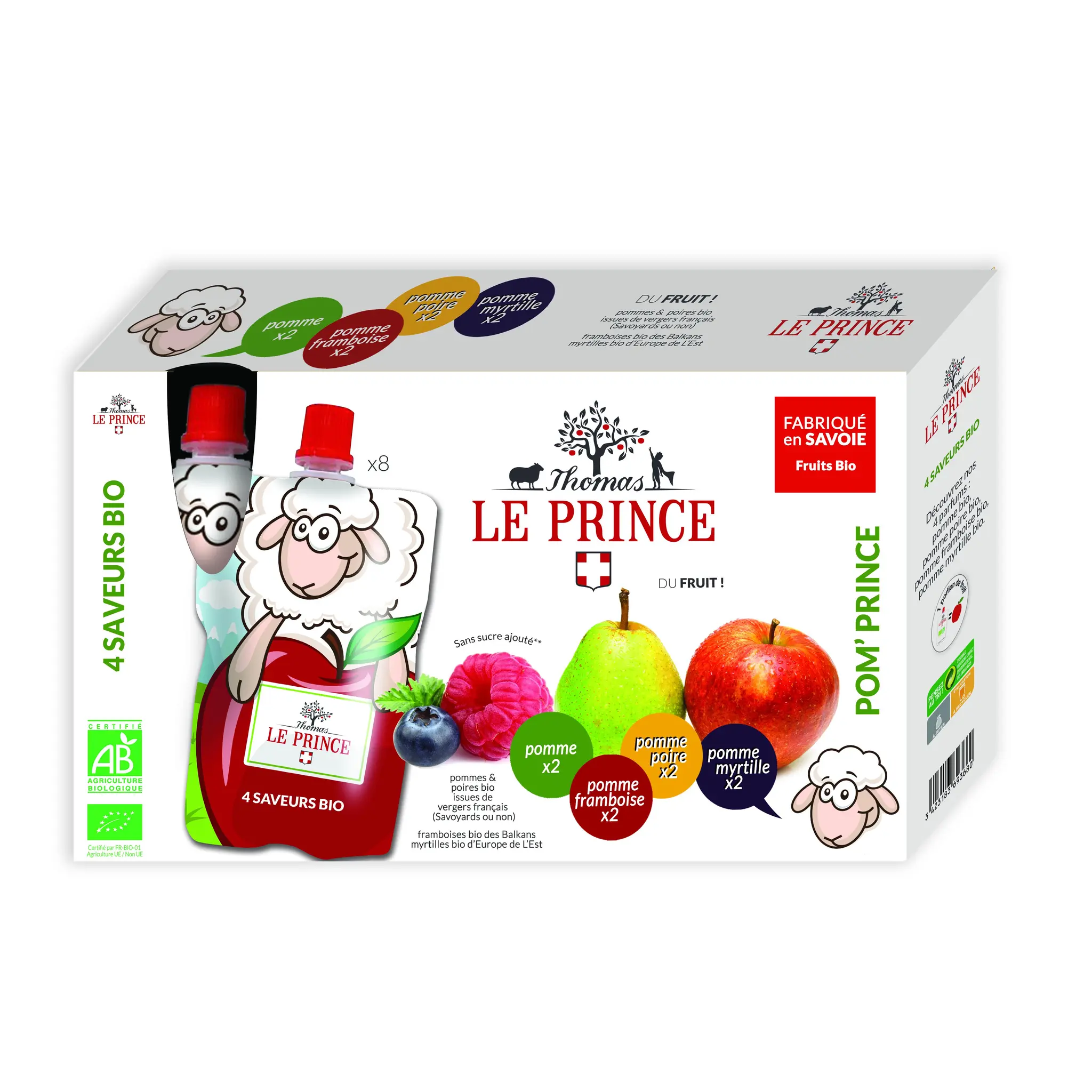 THOMAS LE PRINCE Gourdes pomme poire framboise myrtille bio