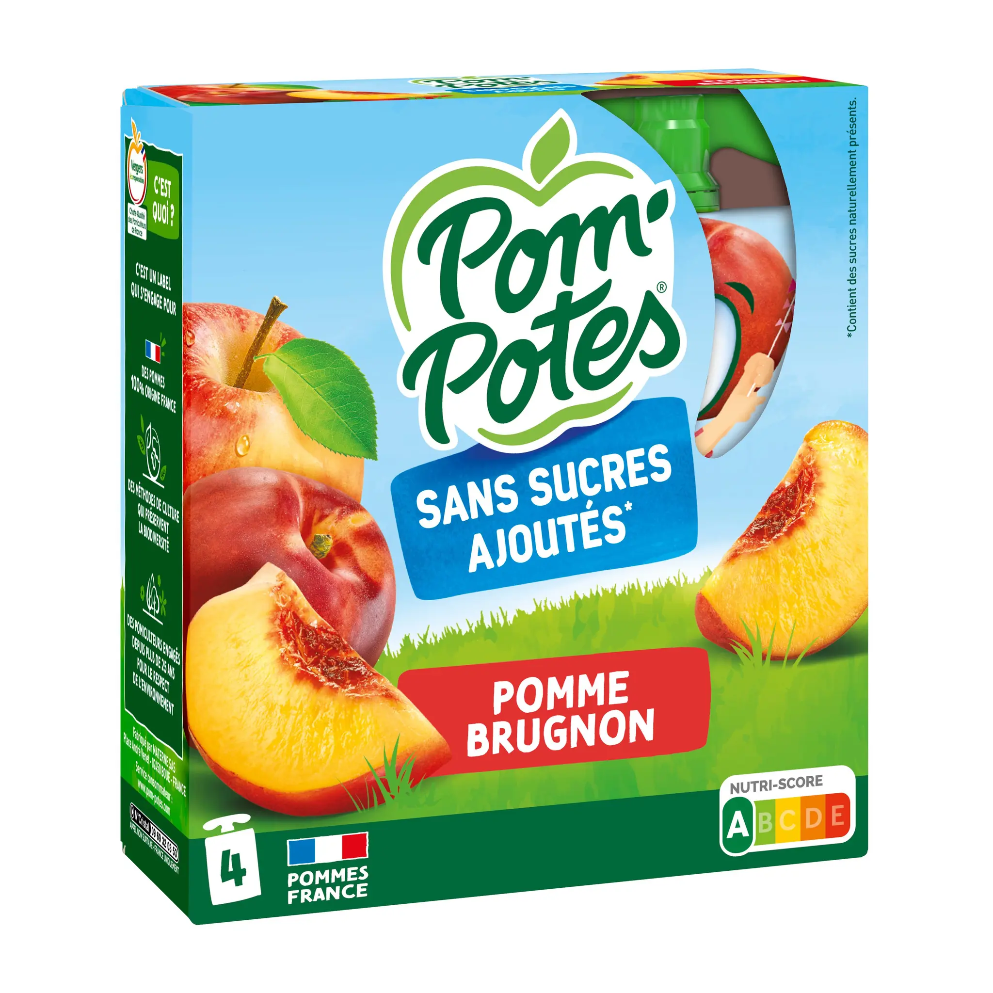 POM'POTES Gourdes compote pomme brugnon sans sucres ajoutés