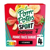POM'POTES Sport compotes énergie pomme fraise banane + vitamines sans sucres ajoutés