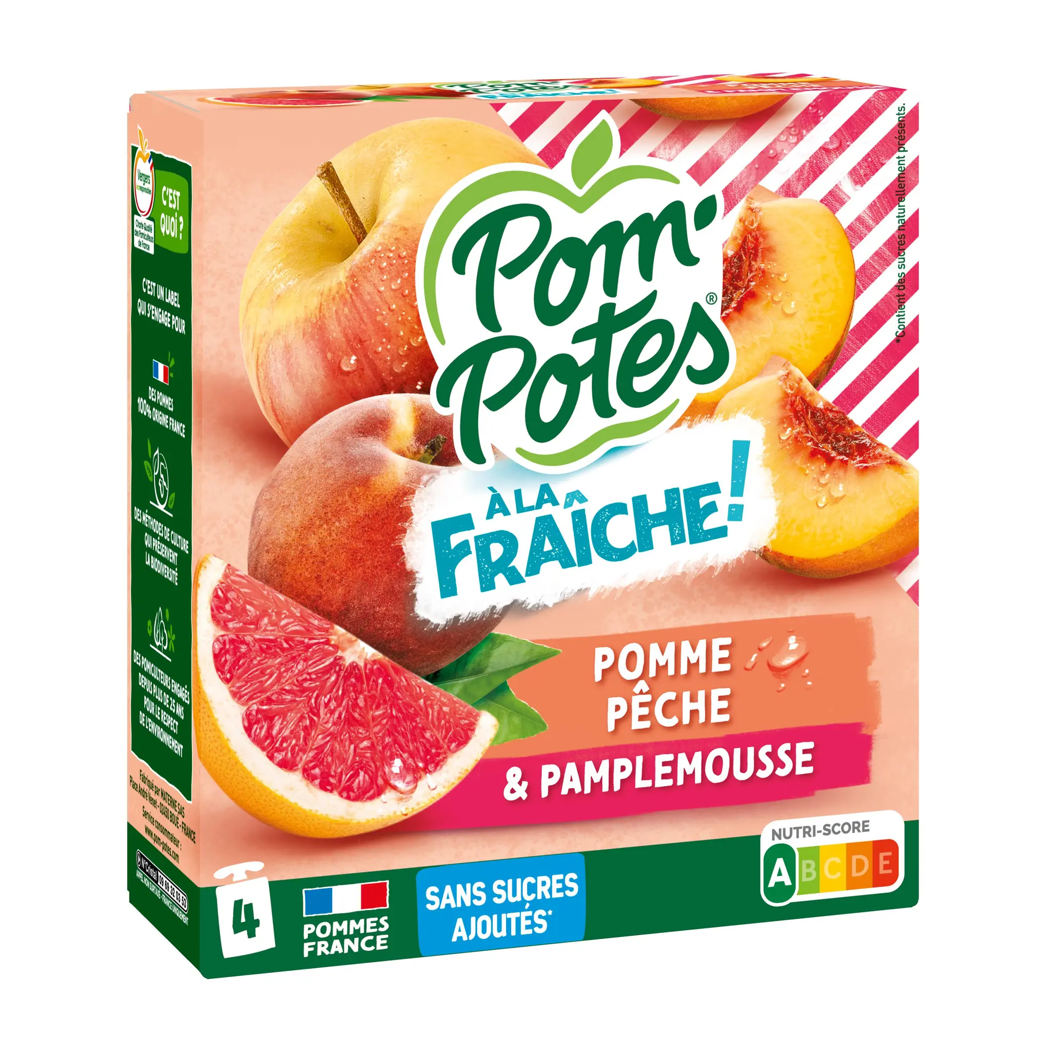 POM'POTES Gourdes compotes pomme pêcheet  pamplemousse sans sucres ajoutés