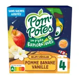 POM'POTES Les P'tits Explorateurs Gourdes compotes de pomme banane vanille sans sucres ajoutés
