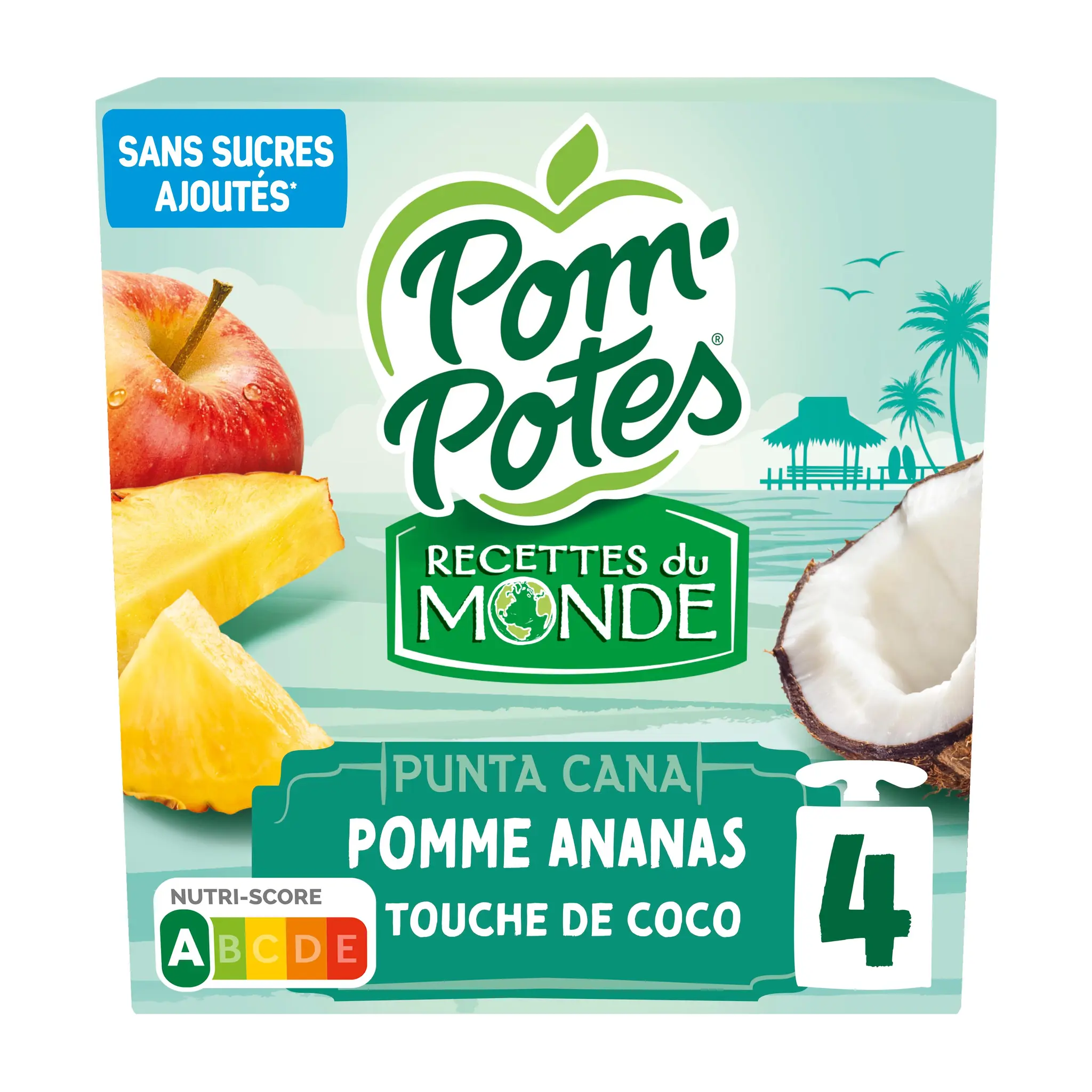 POM'POTES Gourdes compote pomme ananas coco sans sucre ajoutés