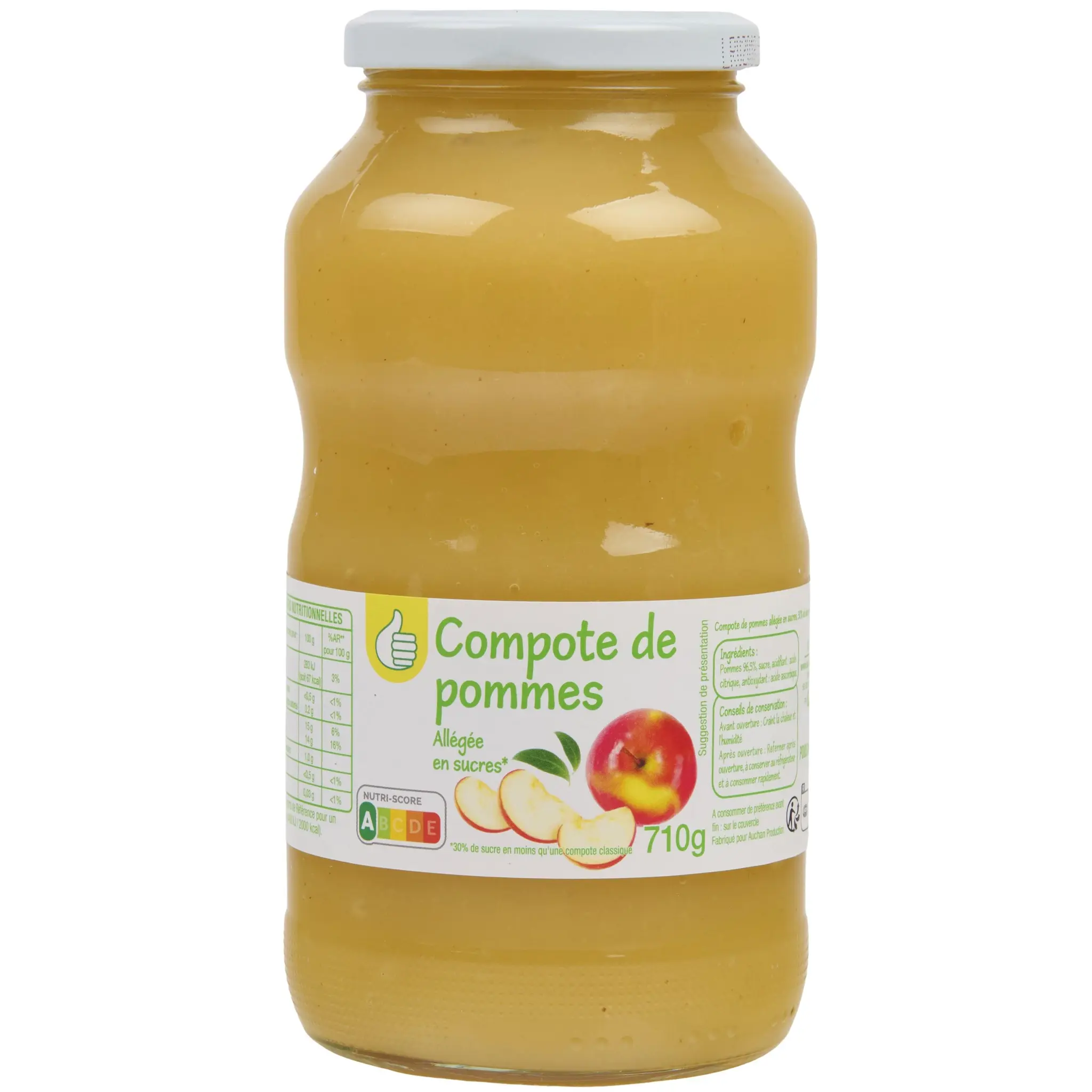POUCE Compote pomme allégée en sucres en bocal