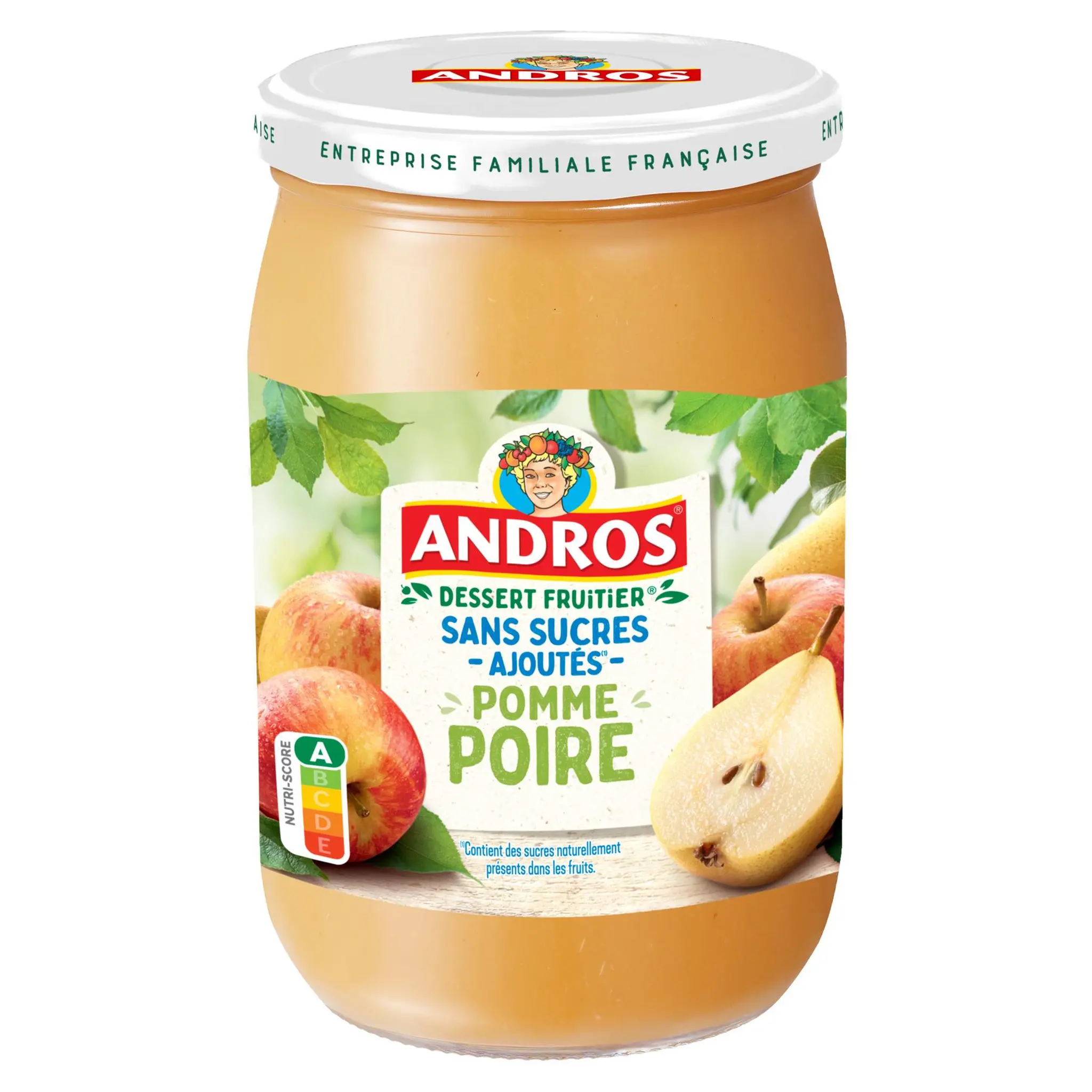 ANDROS Compote de pomme poire sans sucres ajoutés en bocal