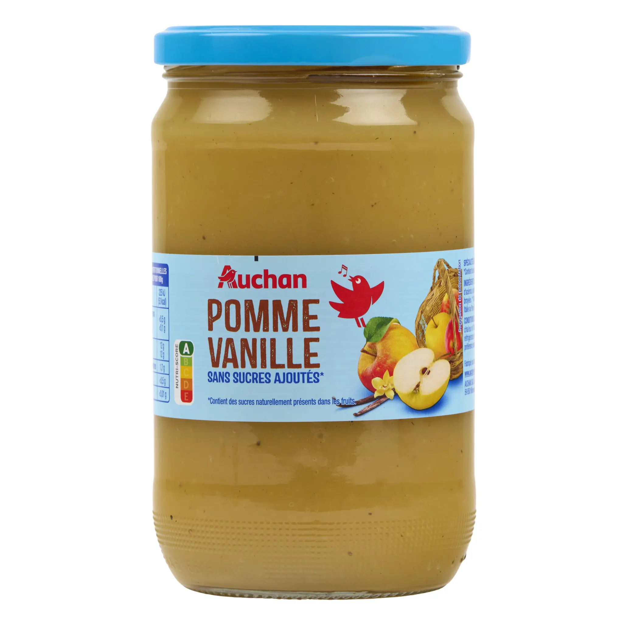 AUCHAN Spécialité pomme vanille sans sucres ajoutés en bocal
