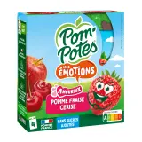 POM'POTES Gourdes compote de pomme fraise cerise sans sucres ajoutés