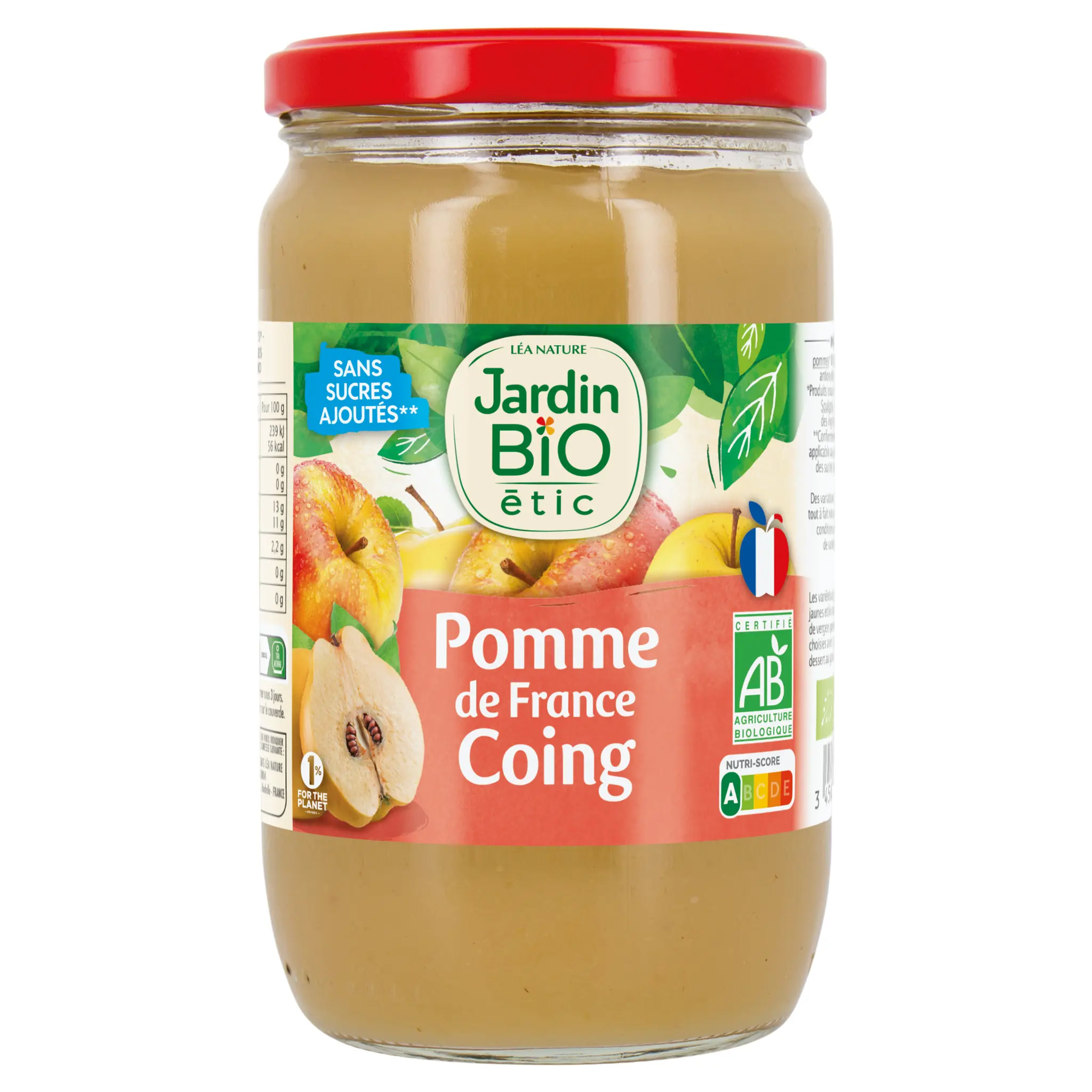 JARDIN BIO ETIC Dessert pomme de France coing bio en bocal sans sucres ajoutés