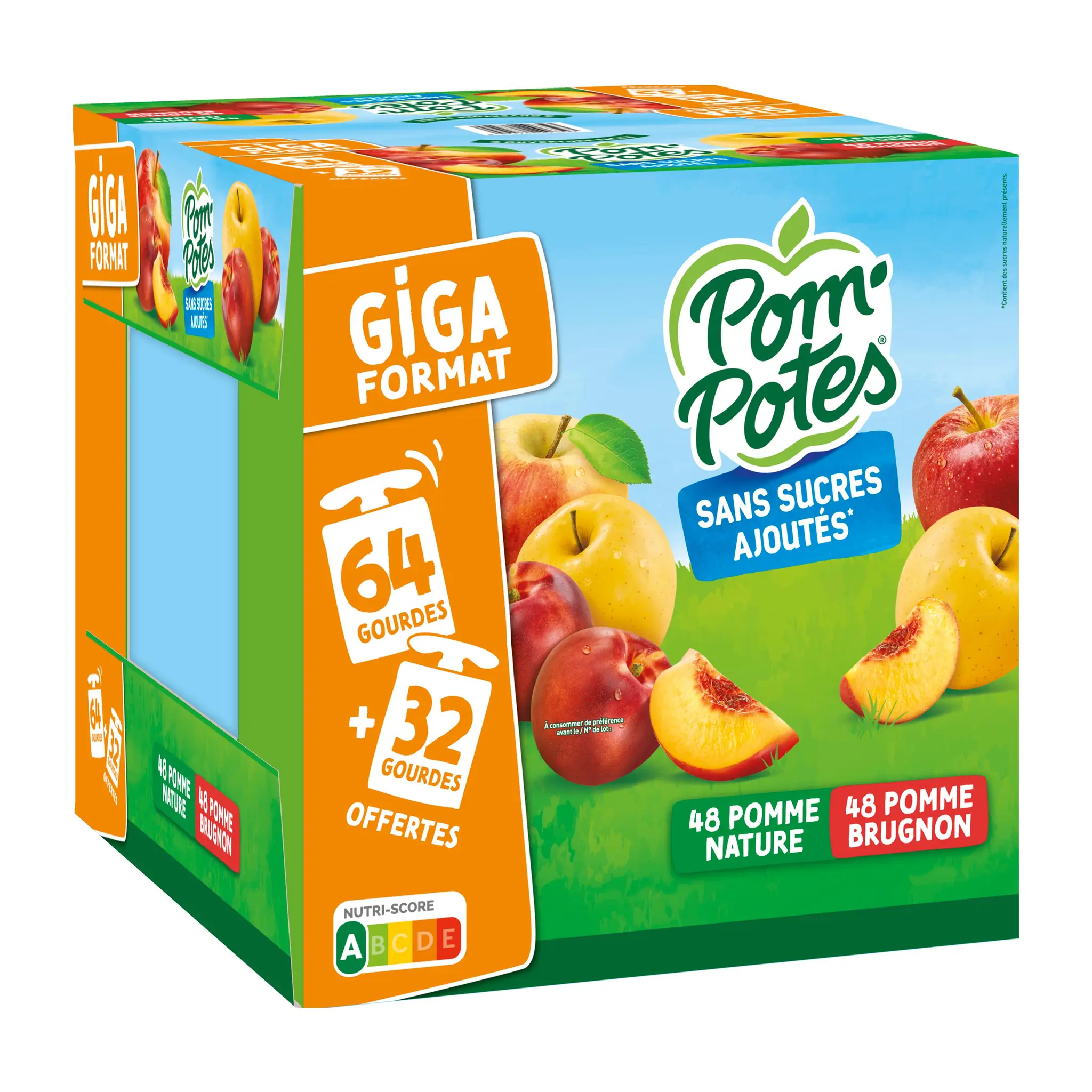 POM'POTES Gourde compotes de pomme et pomme brugnon sans sucres ajoutés