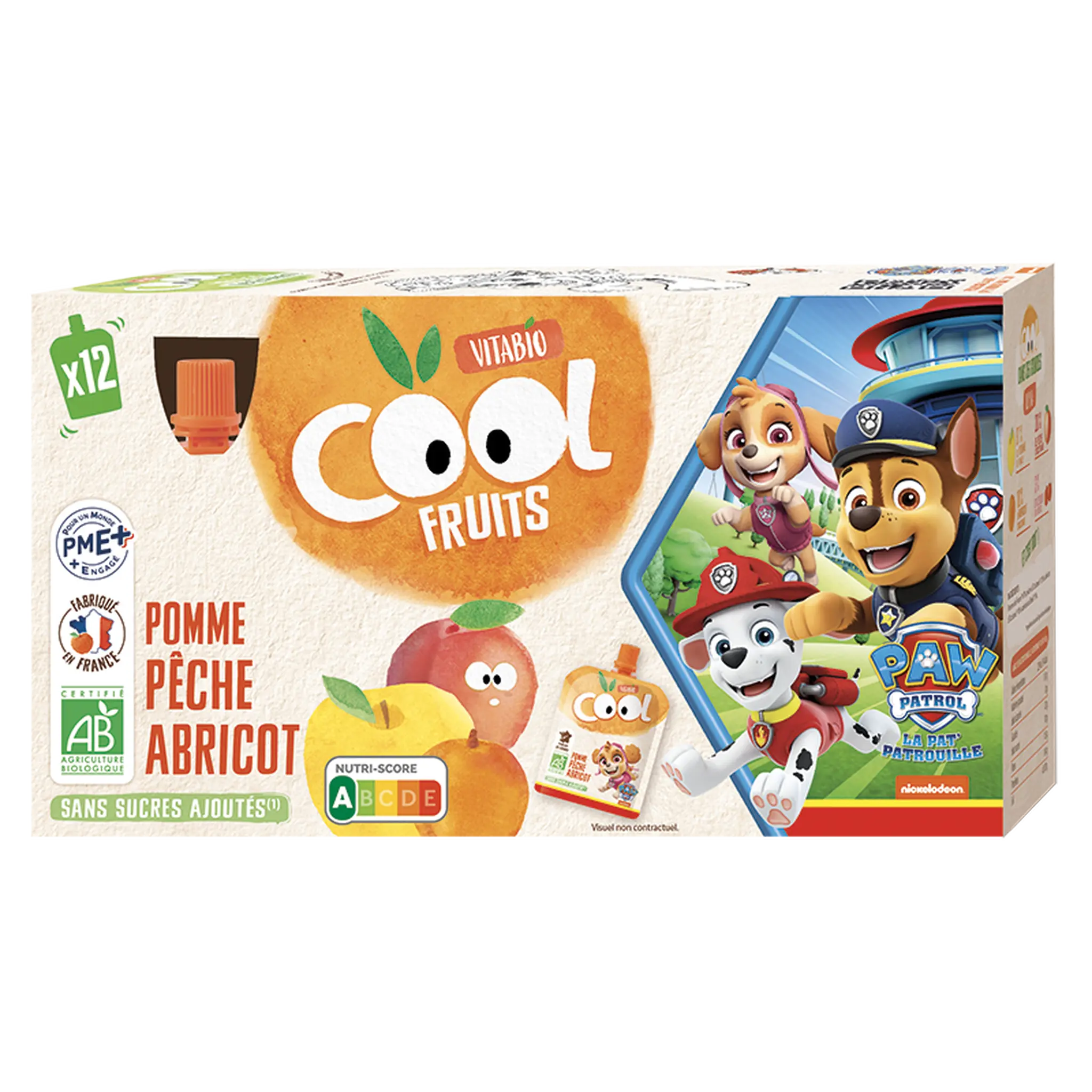 VITABIO Gourdes Cool Fruits compote de pomme pêche abricot sans sucres ajoutés bio