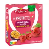 MATERNE Protect gourdes compote pomme fraise passion vitamines zinc sans sucres ajoutés
