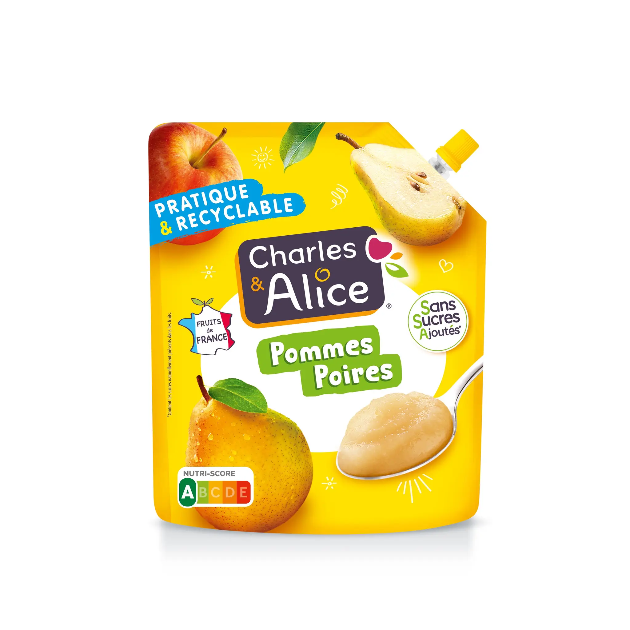 CHARLES & ALICE Purée de pommes poires sans sucres ajoutés