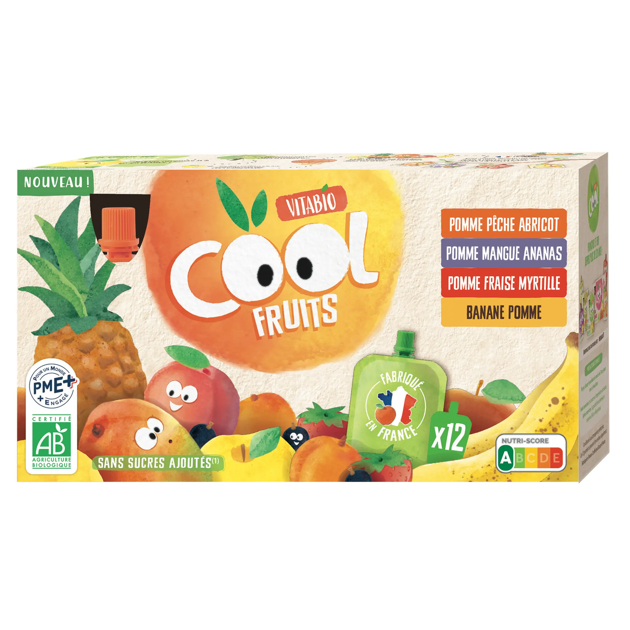 VITABIO Gourdes Cool Fruits compotes bio de fruits panaché