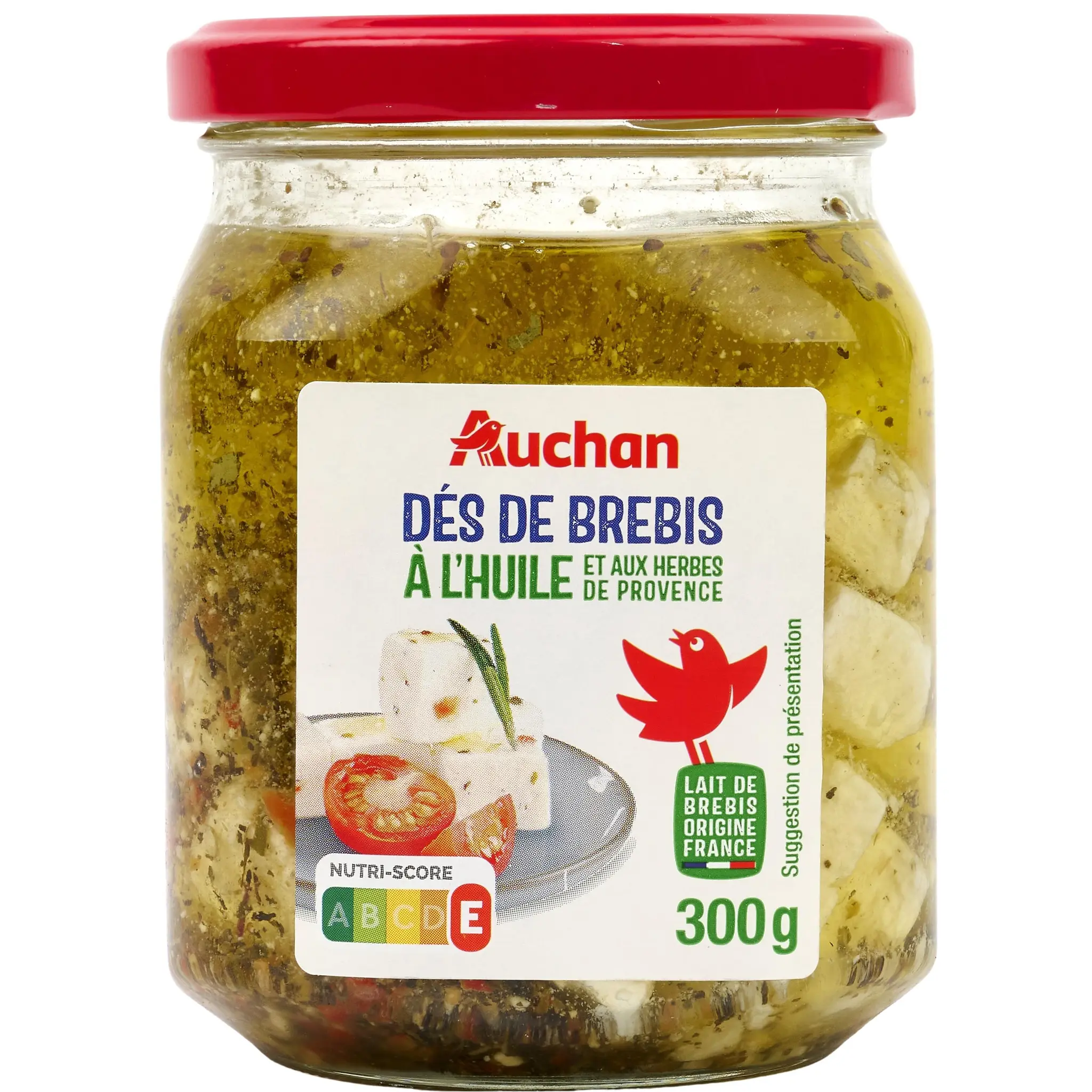 AUCHAN Dés de fromage de brebis à l'huile de tournesol et aux herbes de Provence