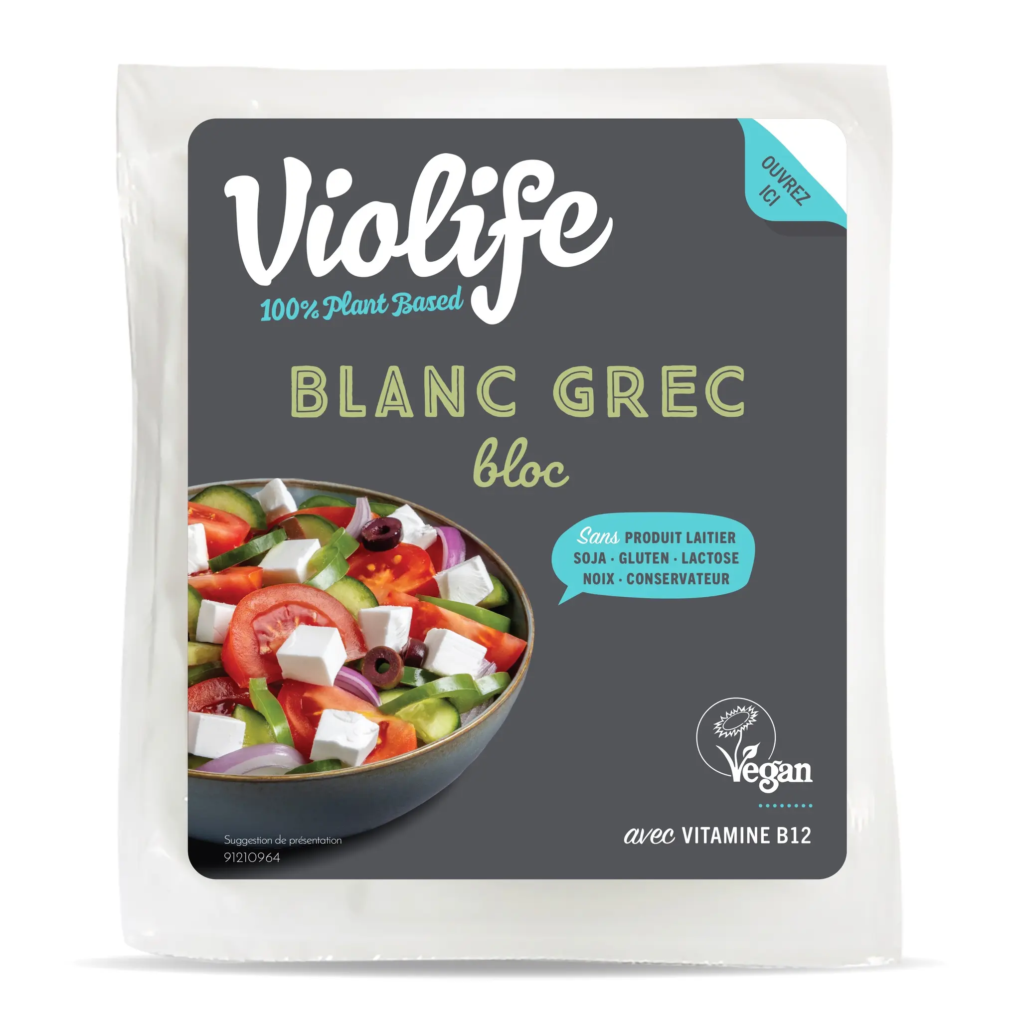 VIOLIFE Bloc blanc grec à l'huile de noix de coco