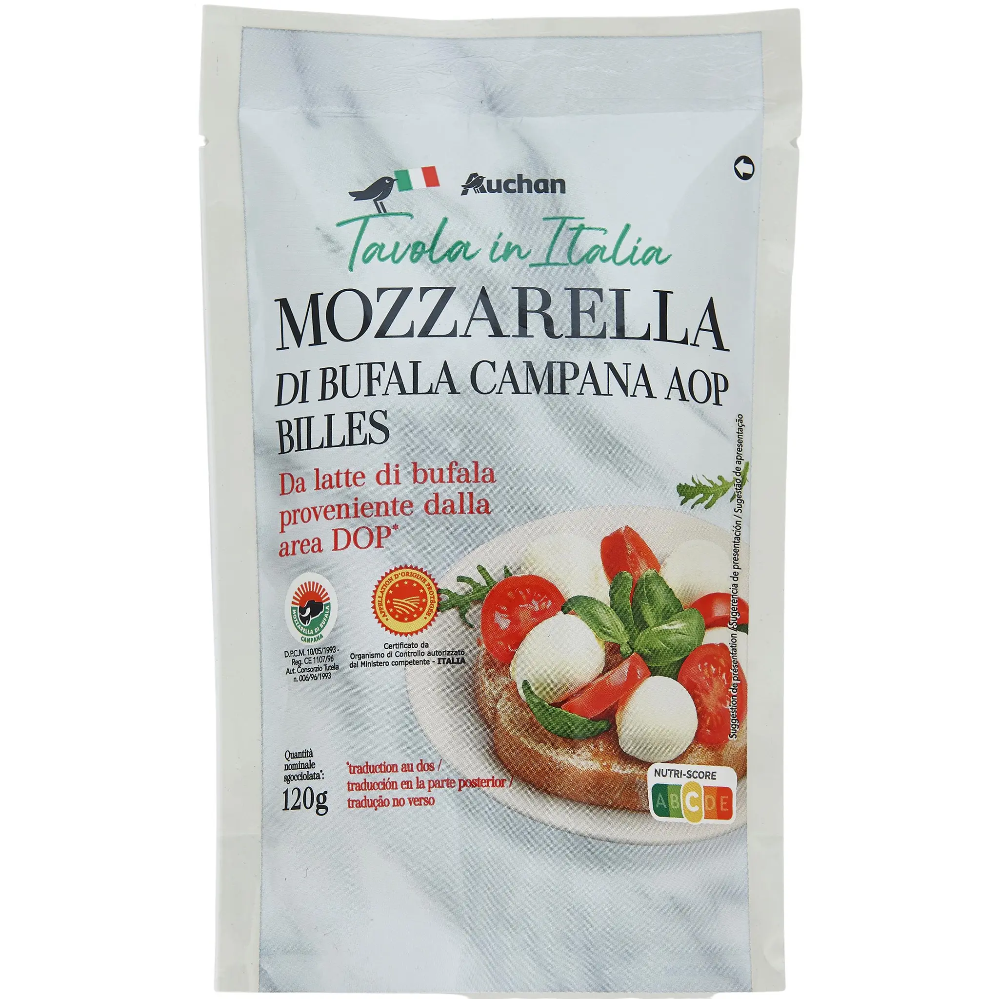 AUCHAN TAVOLA IN ITALIA Billes de mozzarella di bufala campana AOP