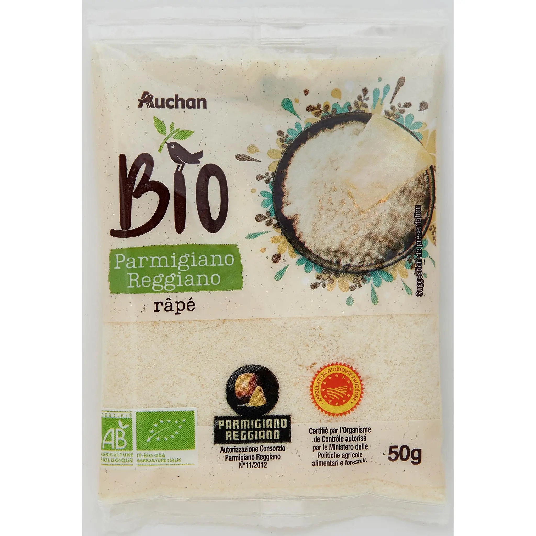 AUCHAN BIO Parmigiano reggiano râpé AOP