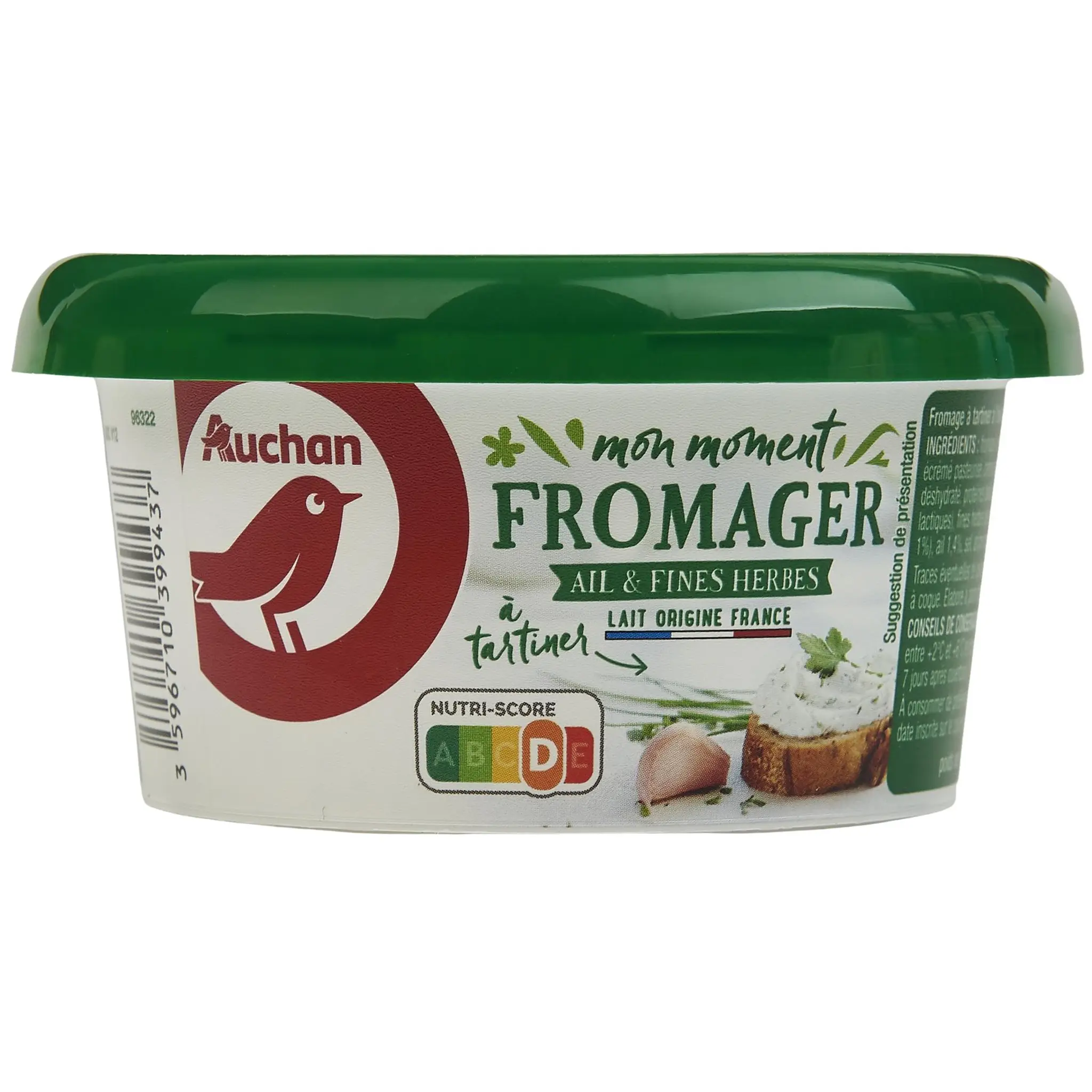 AUCHAN Fromage à tartiner à l'ail & fines herbes