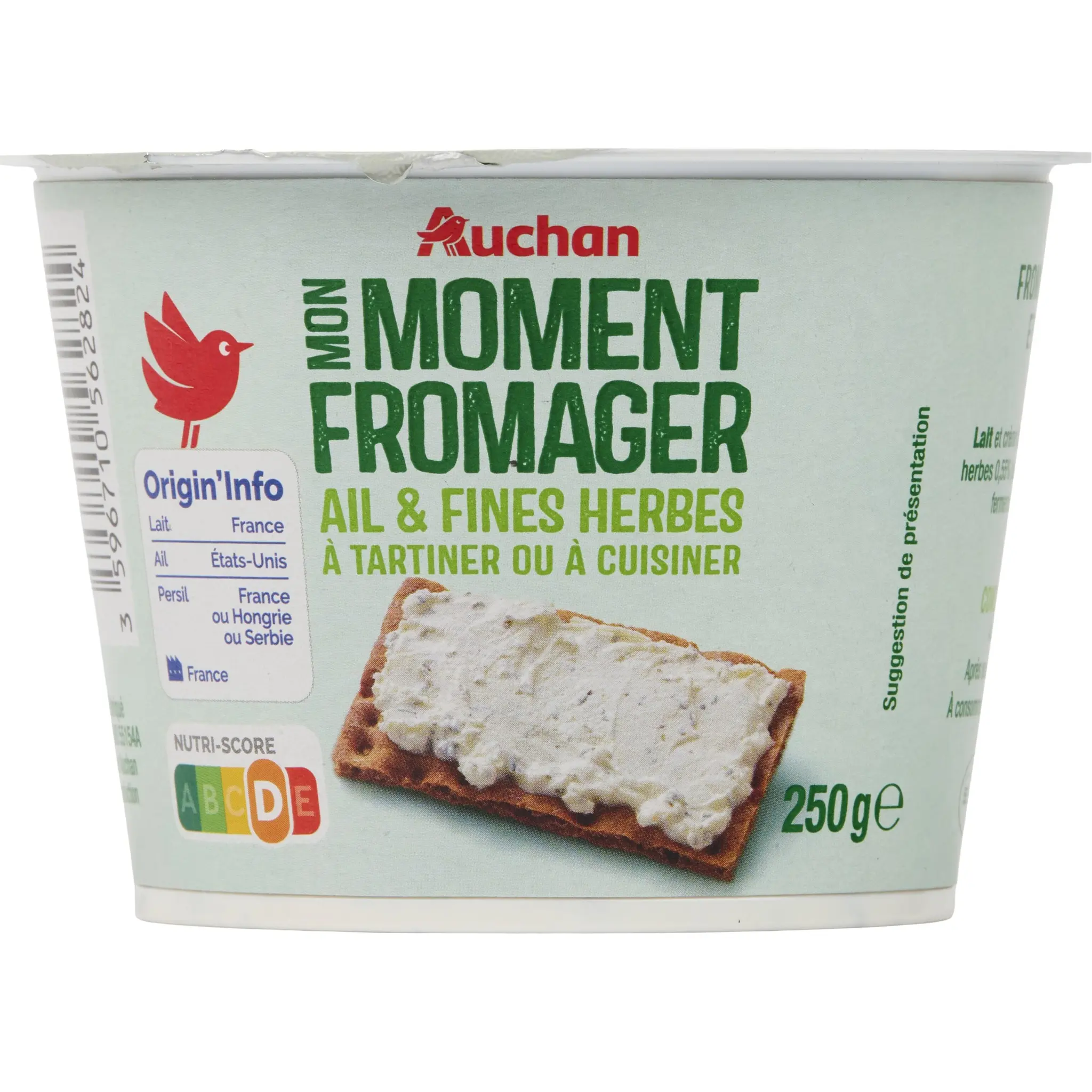 AUCHAN Fromage à tartiner ail et fines herbes