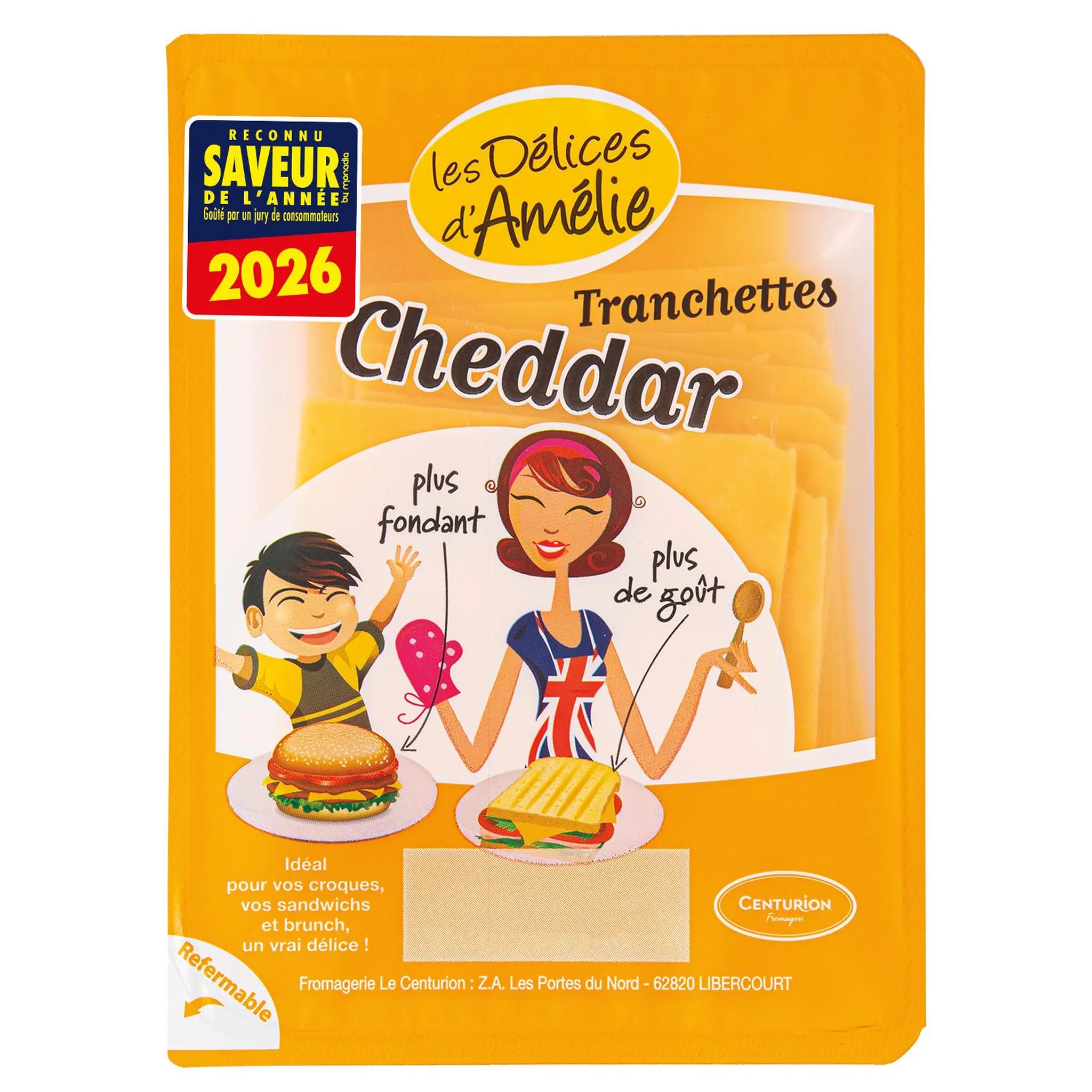 LES DELICES D'AMELIE Tranches de Cheddar avec emballage refermable