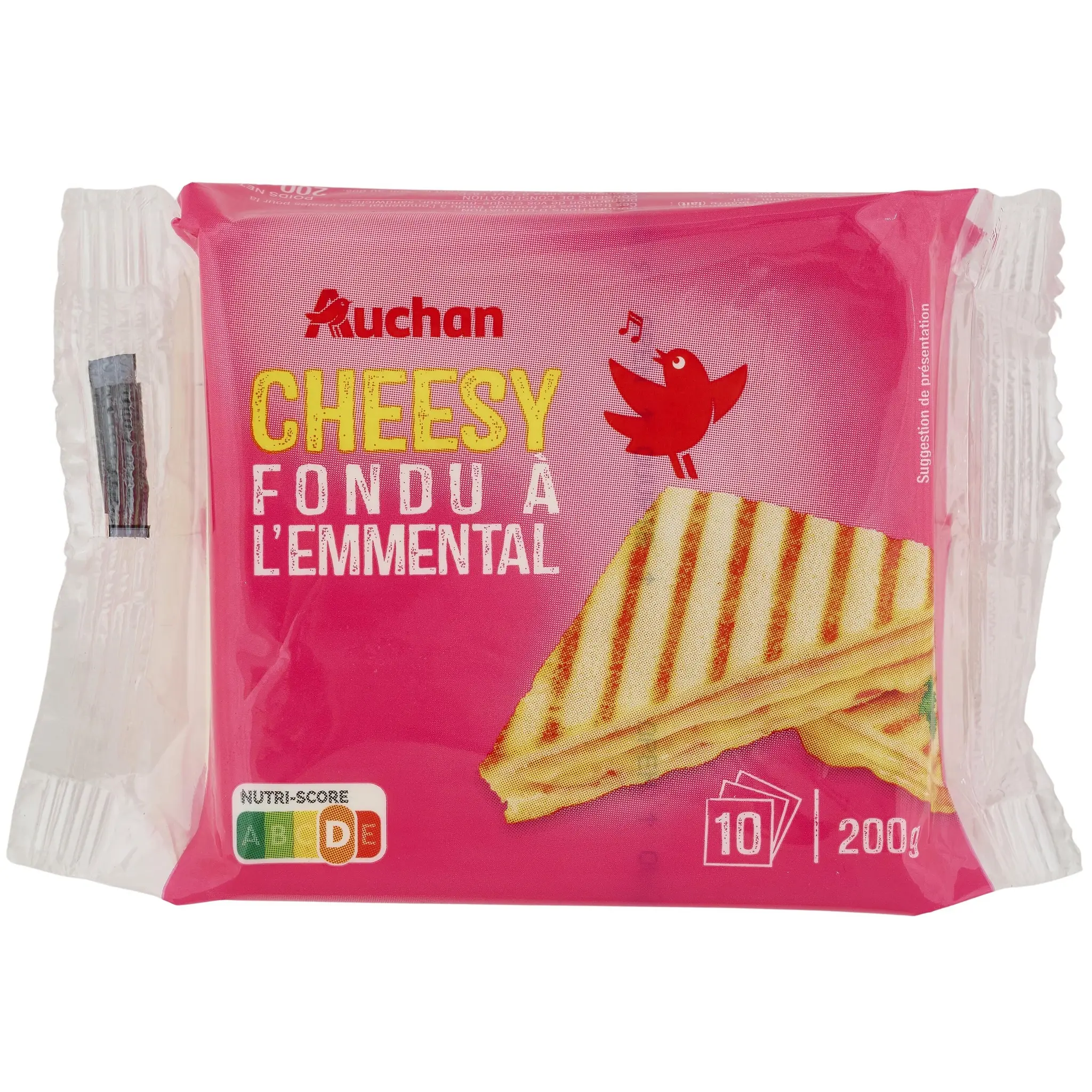 AUCHAN Cheeesy Fromage fondu à l'emmental en tranche x10