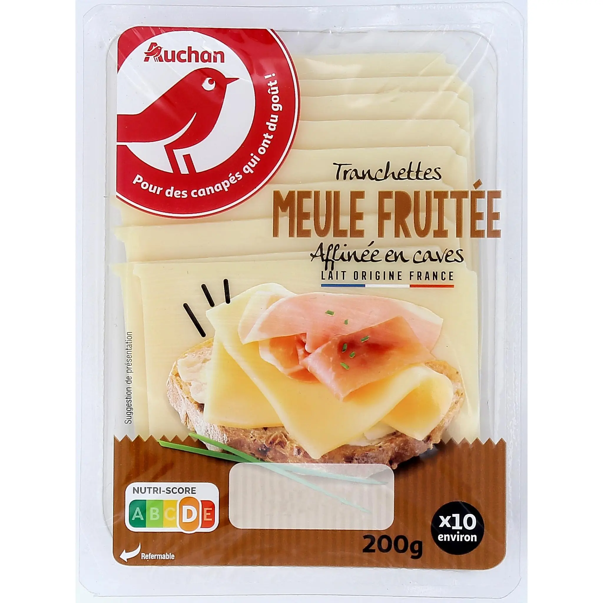 AUCHAN Fromage meule fruitée en tranche