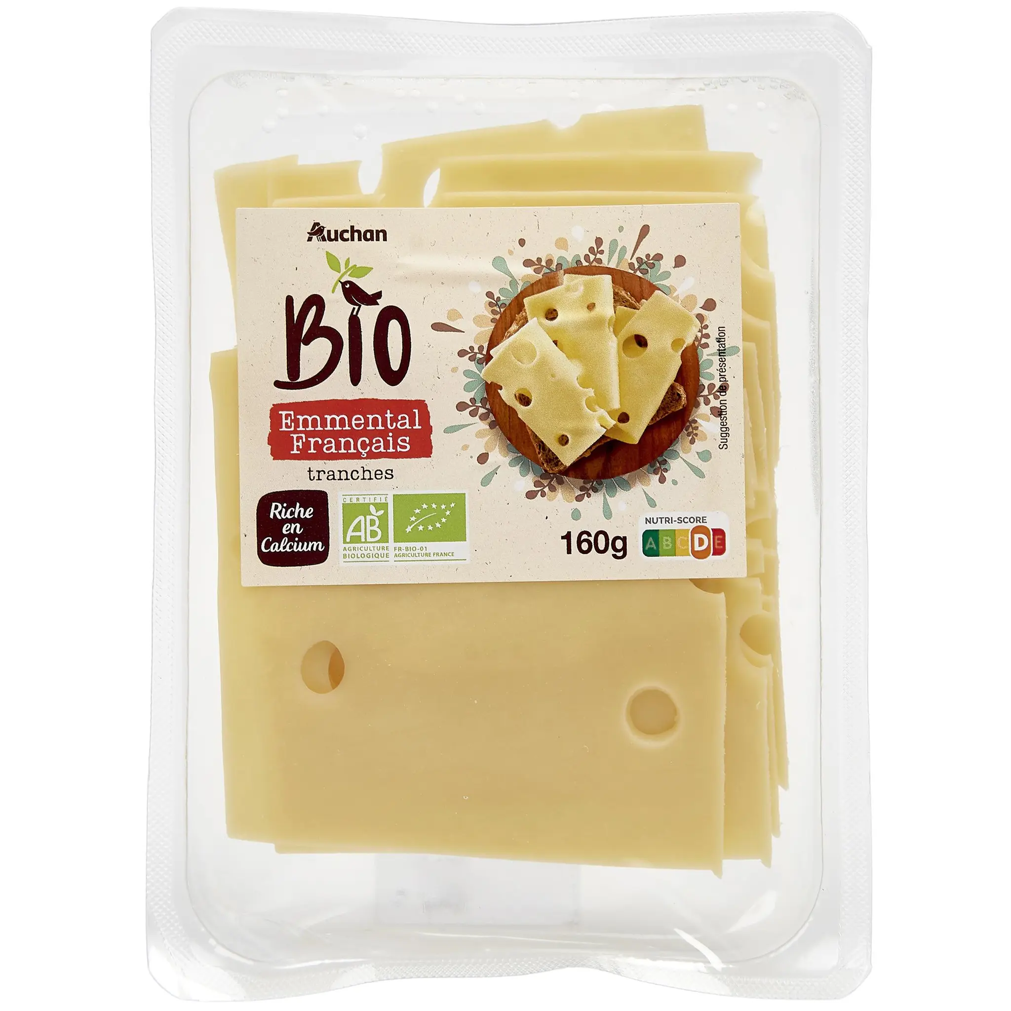 AUCHAN BIO Emmental en tranche