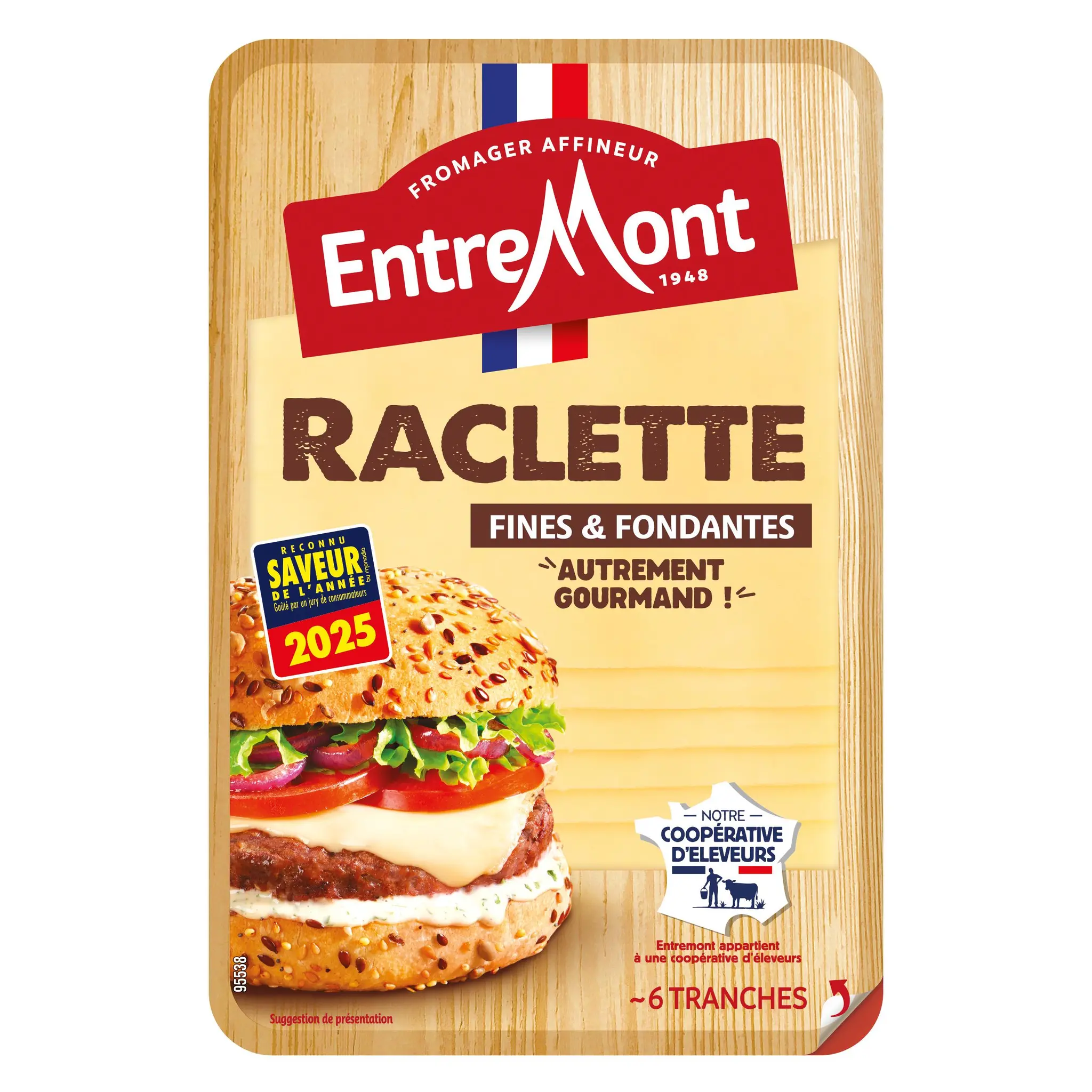 ENTREMONT Fromage à raclette spécial en tranches pour burger et croque