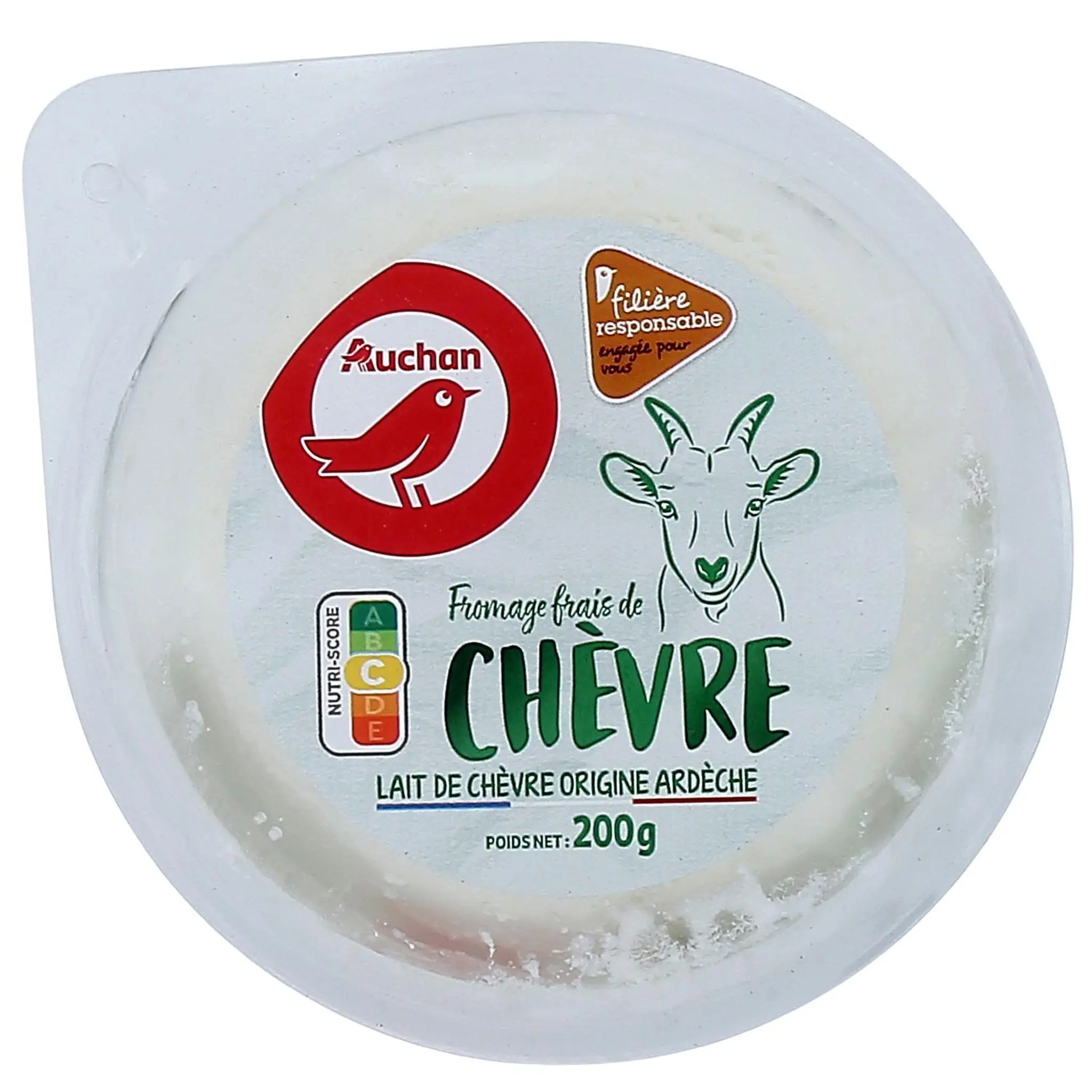 AUCHAN CULTIVONS LE BON Fromage frais de chèvre filière responsable