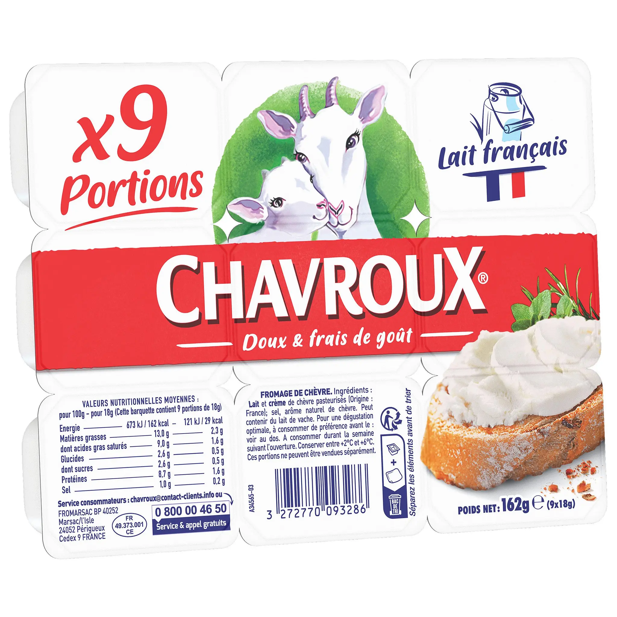 CHAVROUX Fromage de chèvre en portion à tartiner